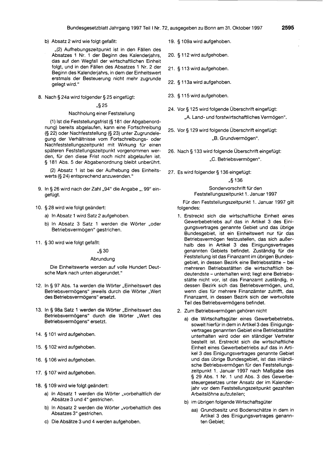 BGBl. 1997, Seite 2595 — Originalseite als Abbildung