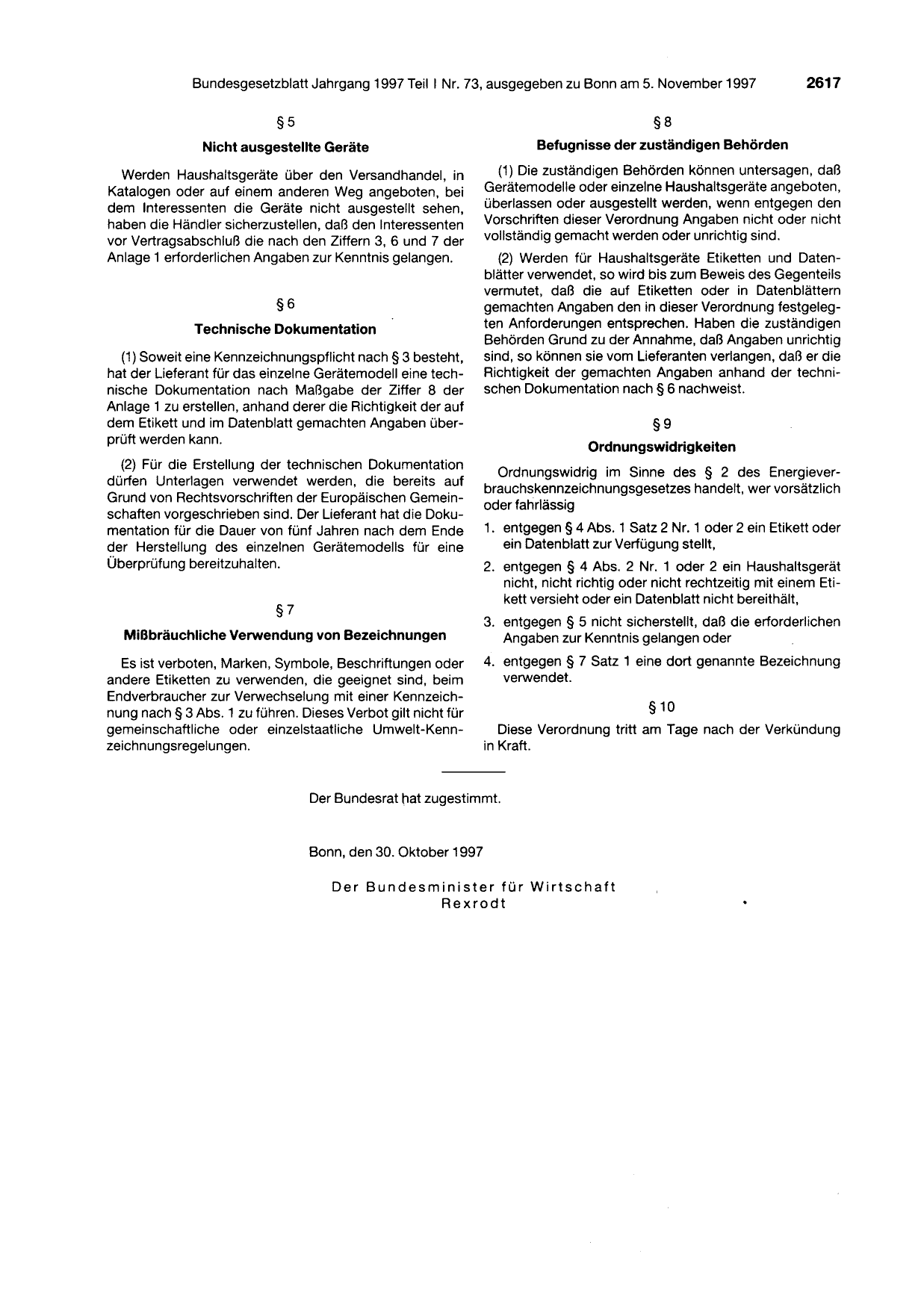 BGBl. 1997, Seite 2617 — Originalseite als Abbildung