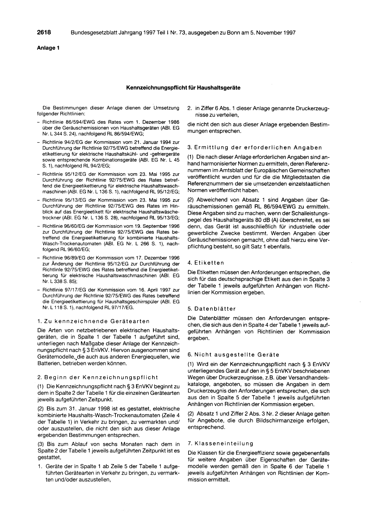 BGBl. 1997, Seite 2618 — Originalseite als Abbildung