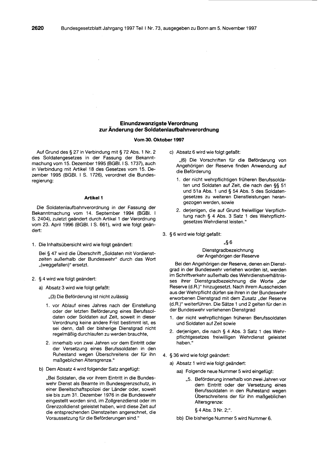 BGBl. 1997, Seite 2620 — Originalseite als Abbildung