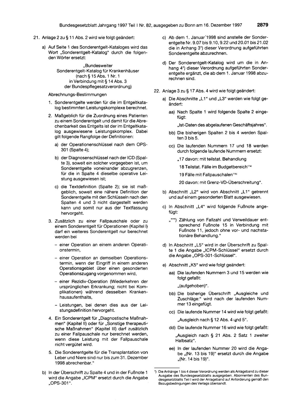BGBl. 1997, Seite 2879 — Originalseite als Abbildung