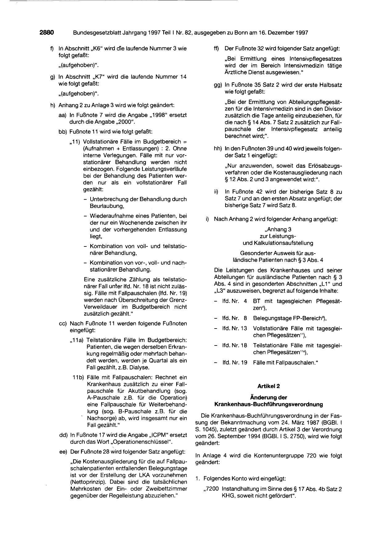 BGBl. 1997, Seite 2880 — Originalseite als Abbildung