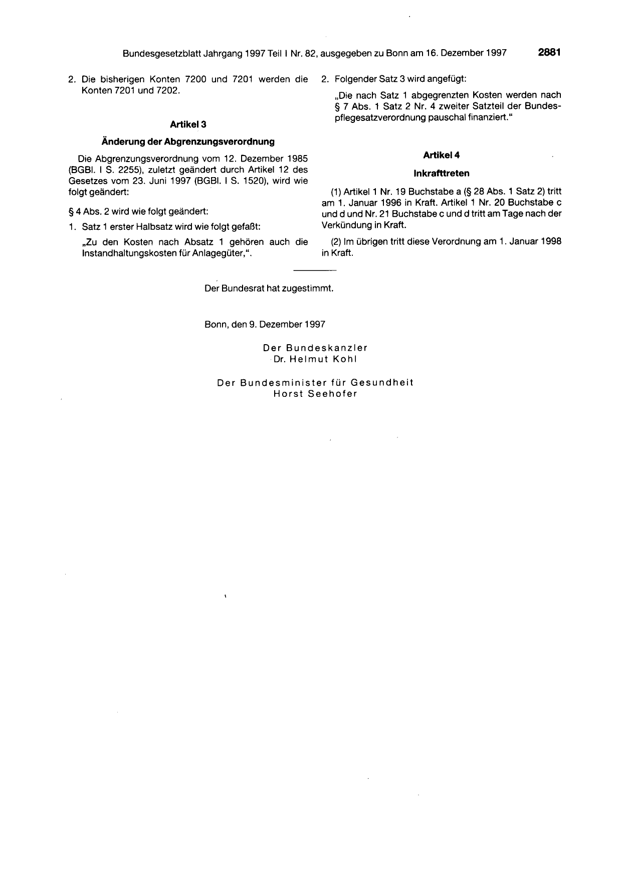 BGBl. 1997, Seite 2881 — Originalseite als Abbildung