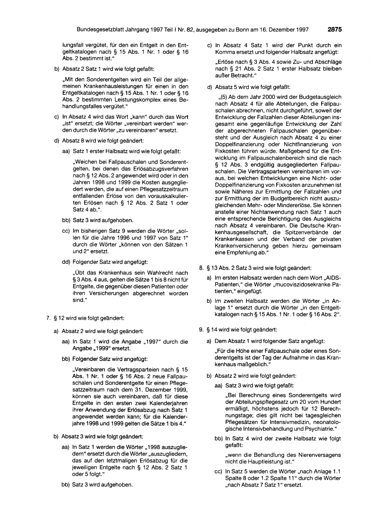 BGBl. 1997, Seite 2875 — Originalseite als Abbildung