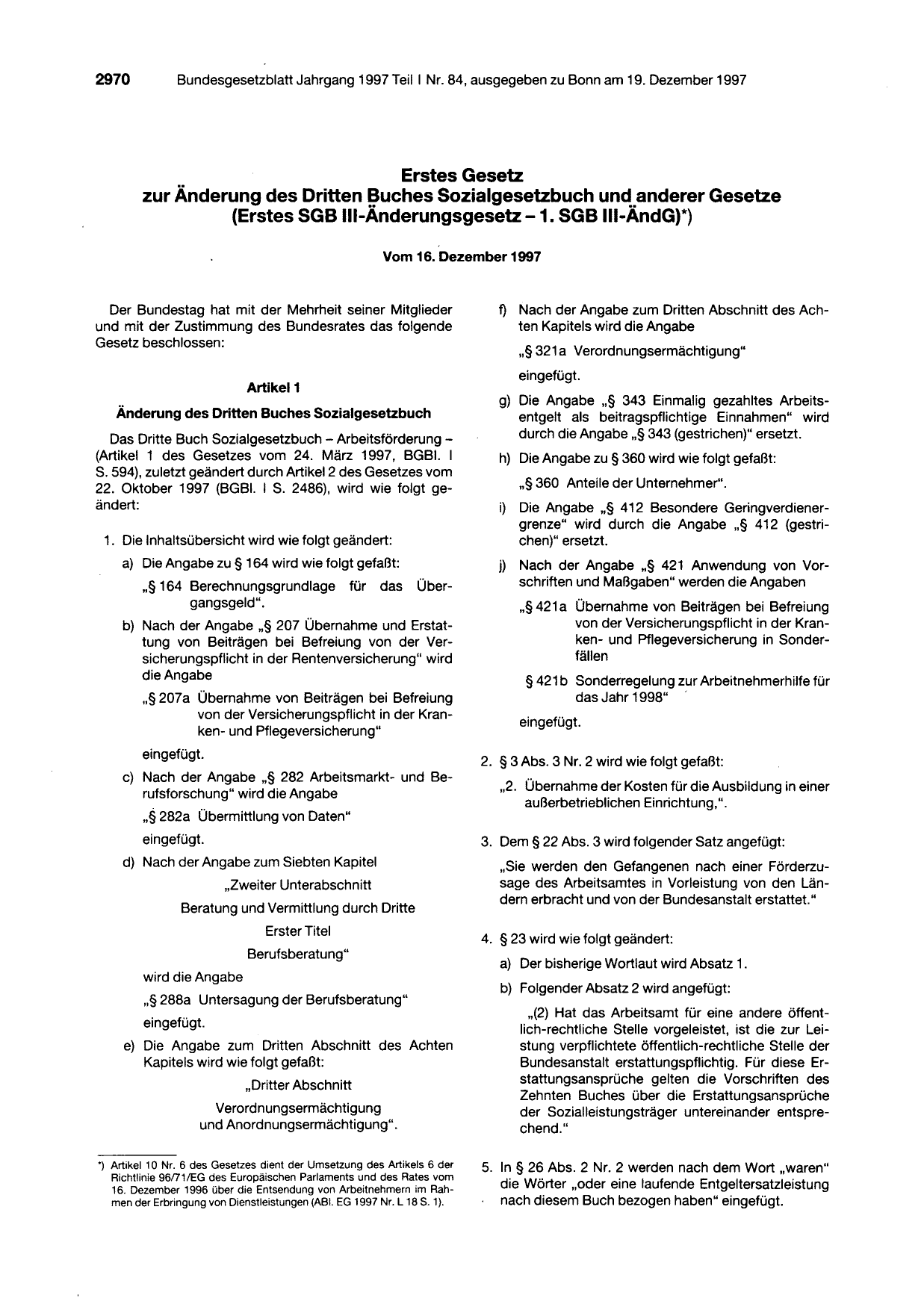 BGBl. 1997, Seite 2970 — Originalseite als Abbildung