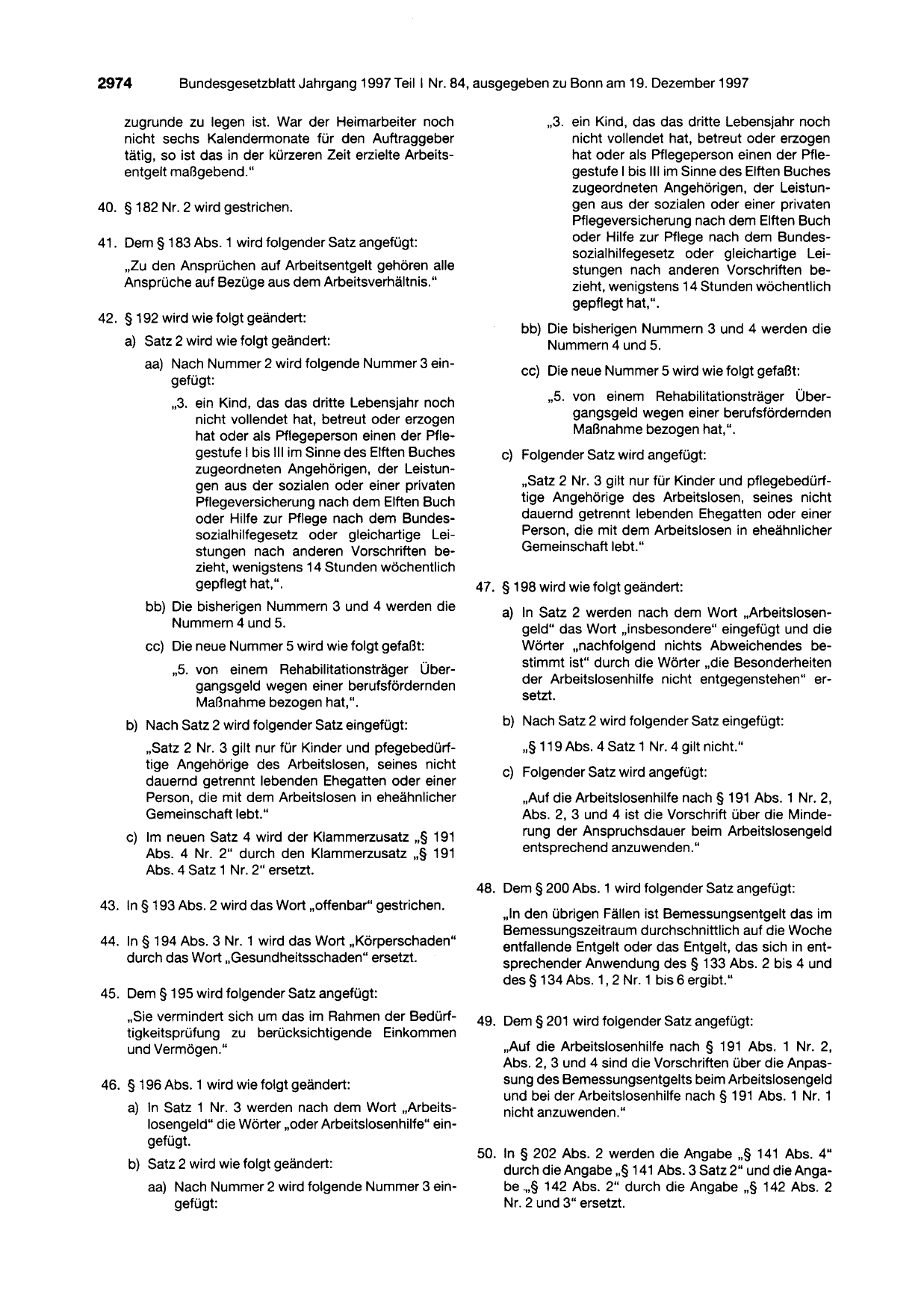 BGBl. 1997, Seite 2974 — Originalseite als Abbildung