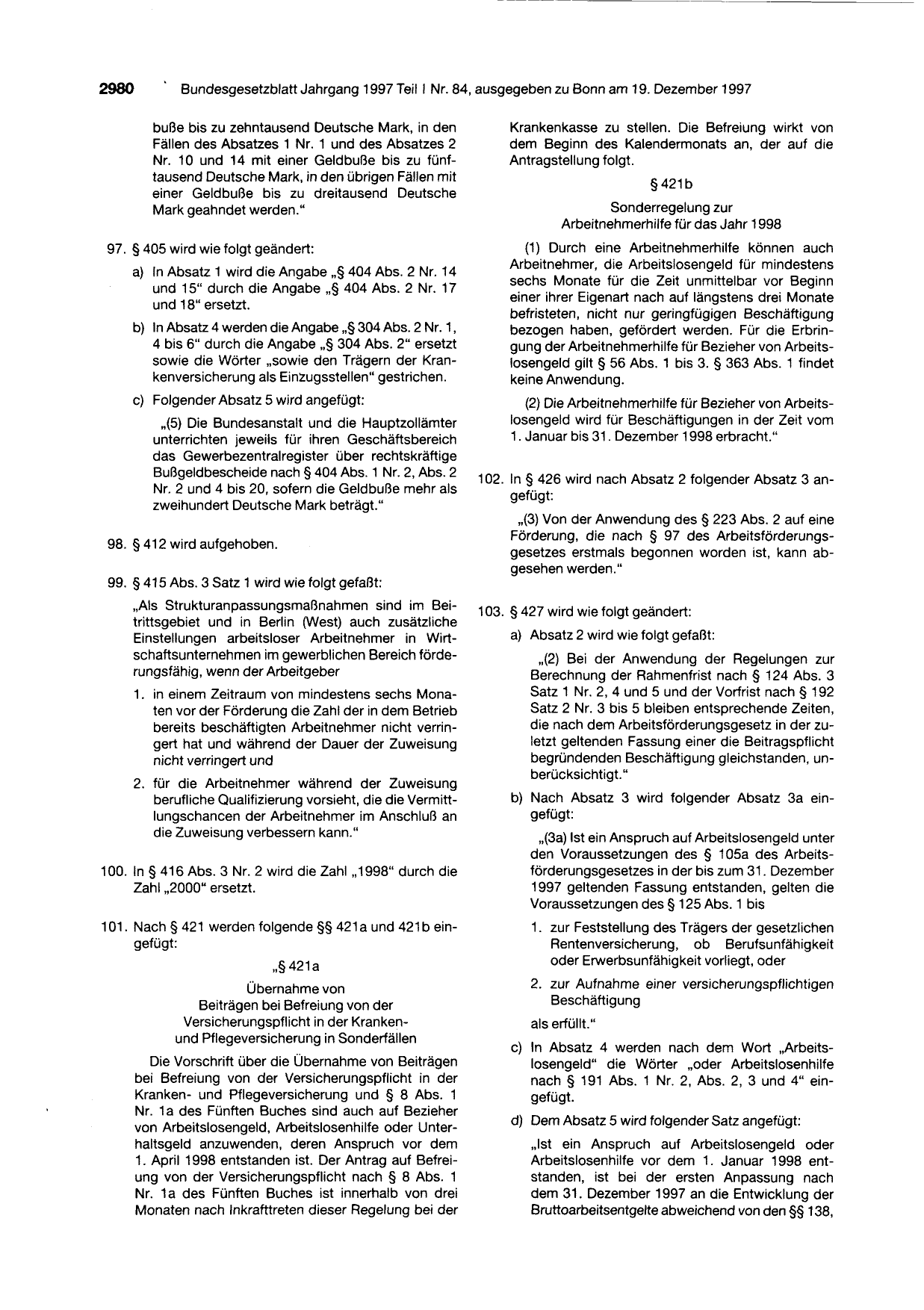 BGBl. 1997, Seite 2980 — Originalseite als Abbildung