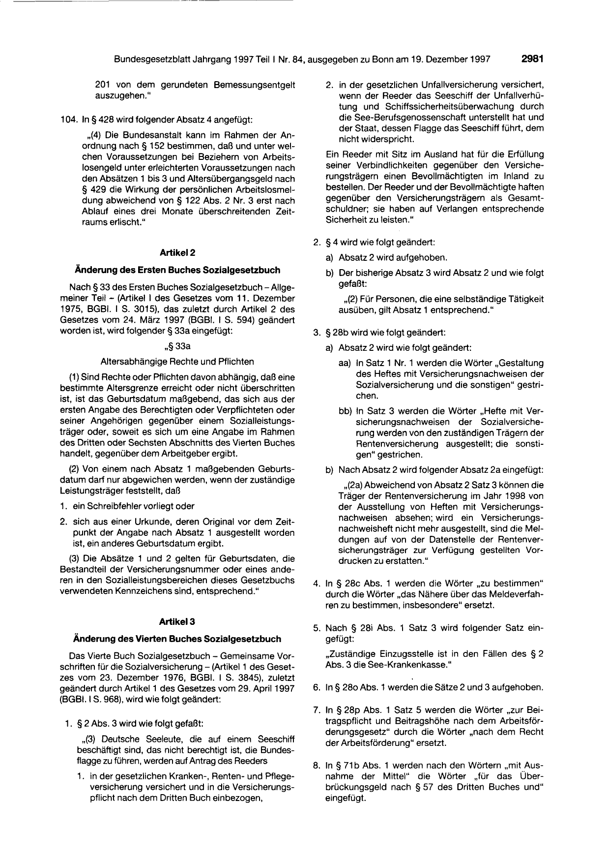 BGBl. 1997, Seite 2981 — Originalseite als Abbildung