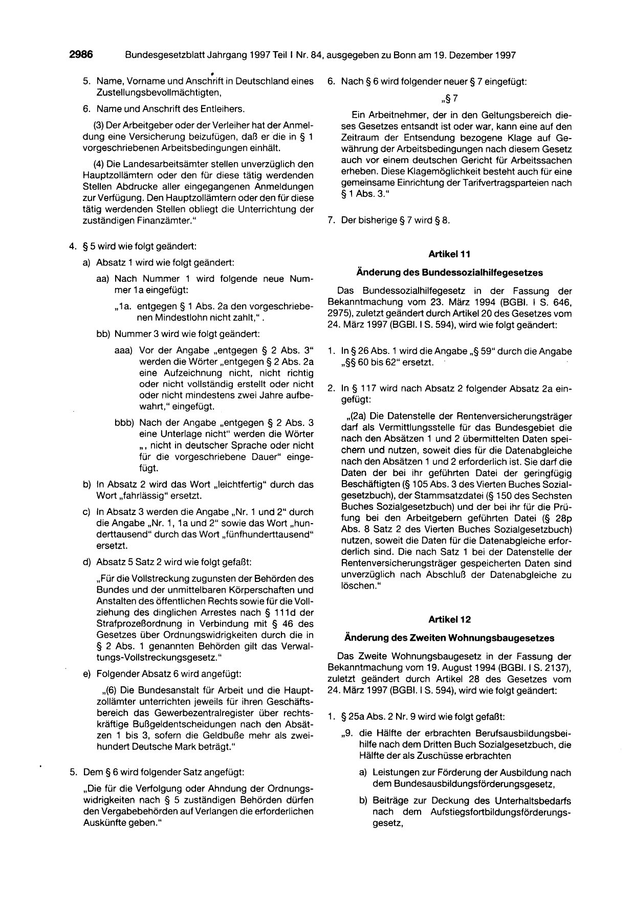 BGBl. 1997, Seite 2986 — Originalseite als Abbildung