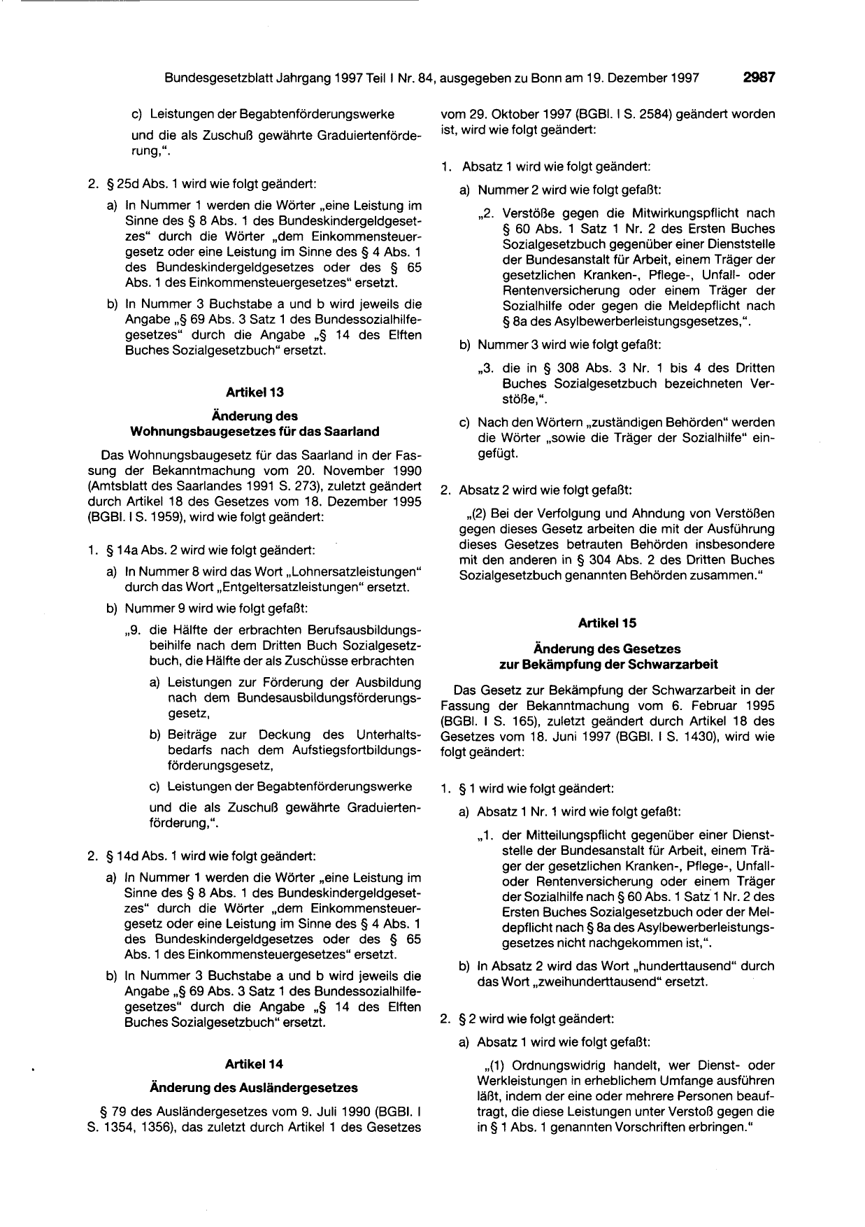 BGBl. 1997, Seite 2987 — Originalseite als Abbildung