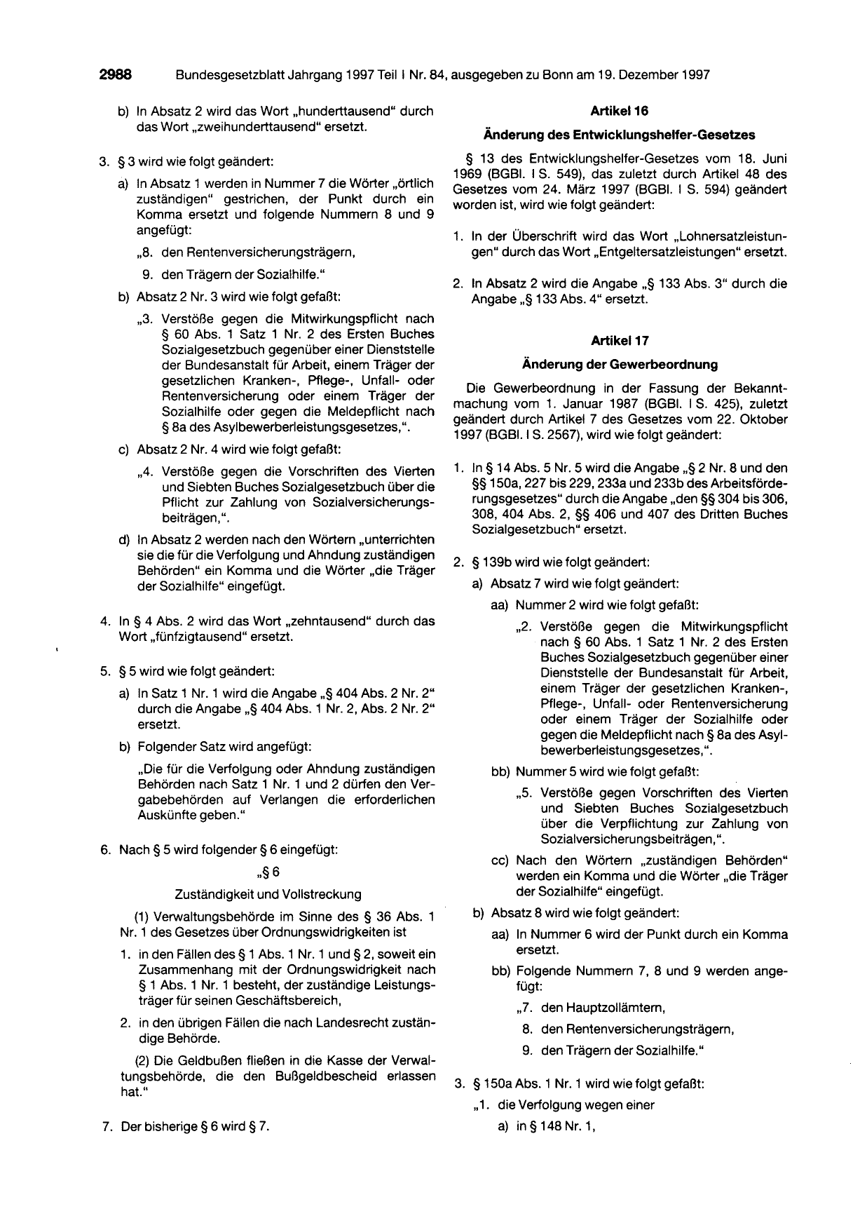 BGBl. 1997, Seite 2988 — Originalseite als Abbildung