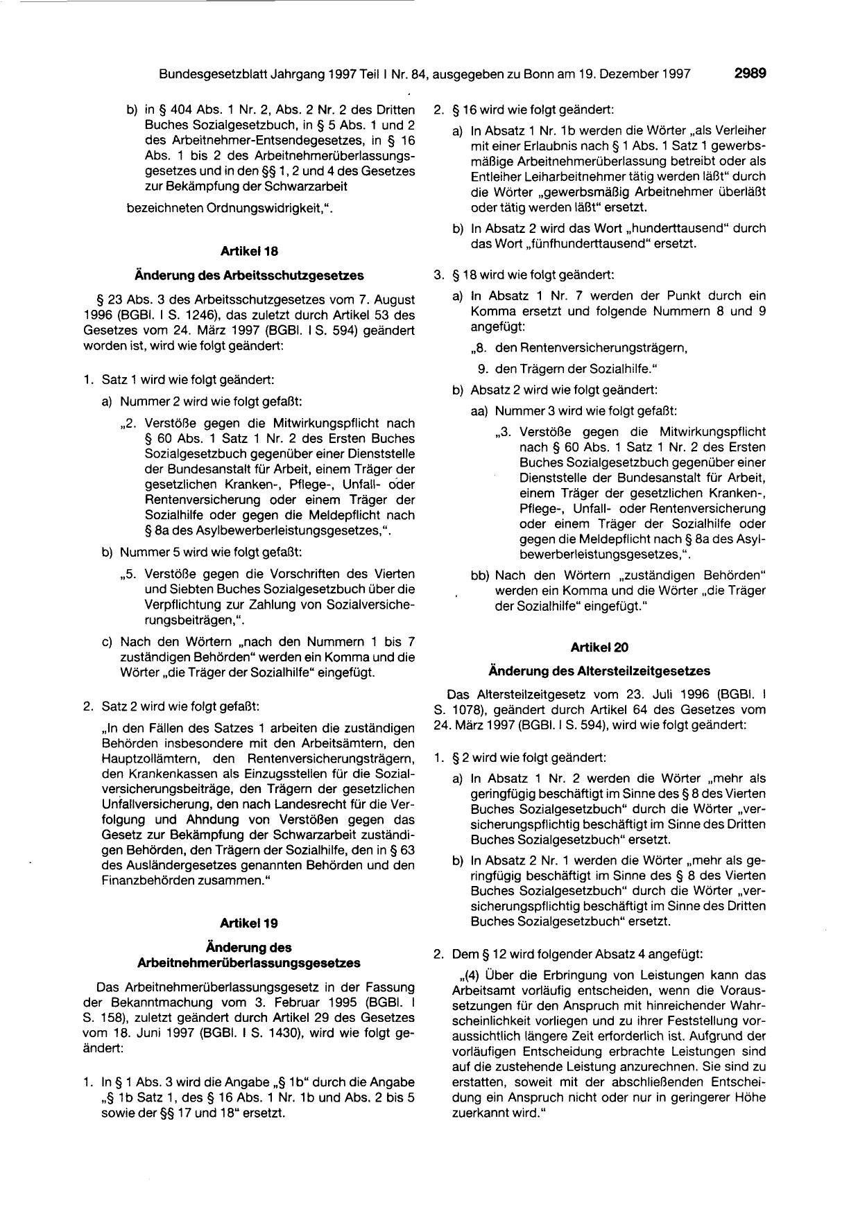 BGBl. 1997, Seite 2989 — Originalseite als Abbildung
