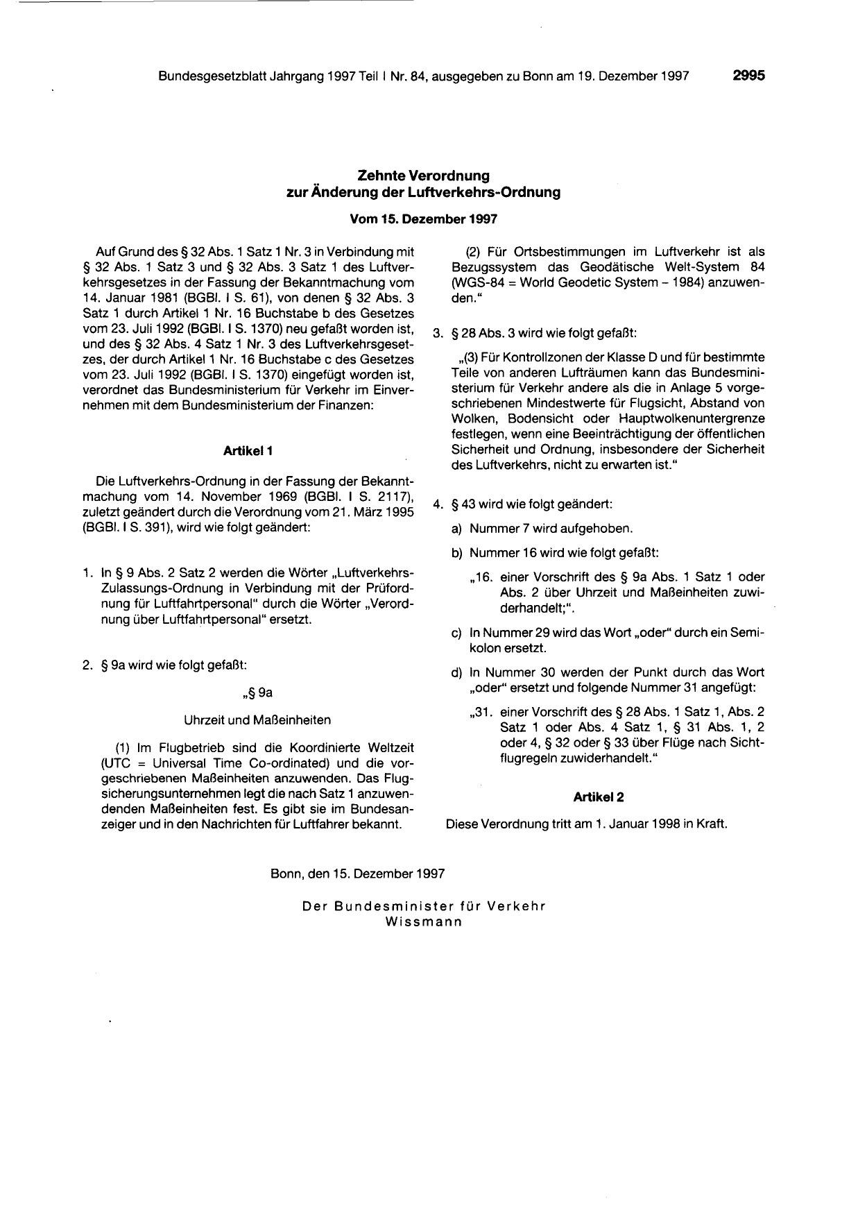 BGBl. 1997, Seite 2995 — Originalseite als Abbildung