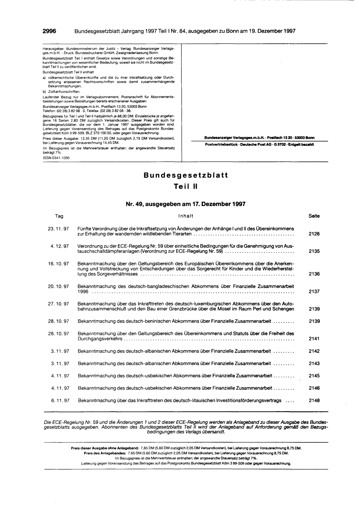 BGBl. 1997, Seite 2996 — Originalseite als Abbildung