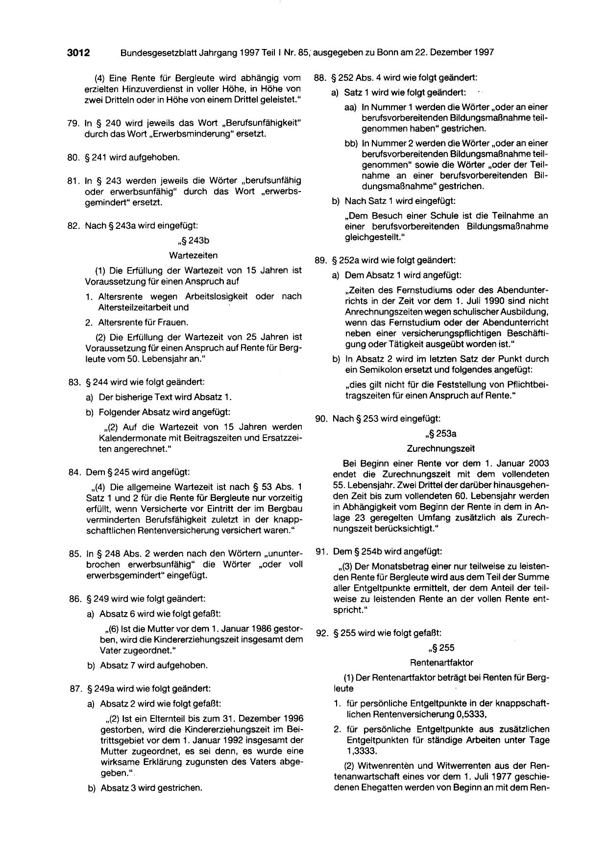 BGBl. 1997, Seite 3012 — Originalseite als Abbildung