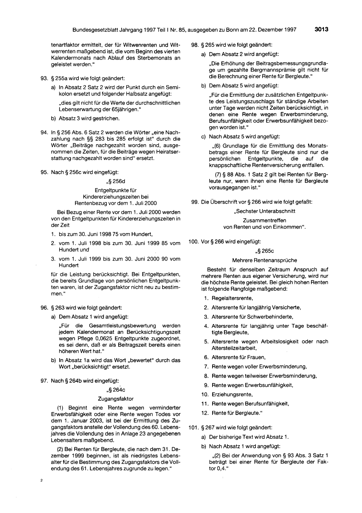 BGBl. 1997, Seite 3013 — Originalseite als Abbildung