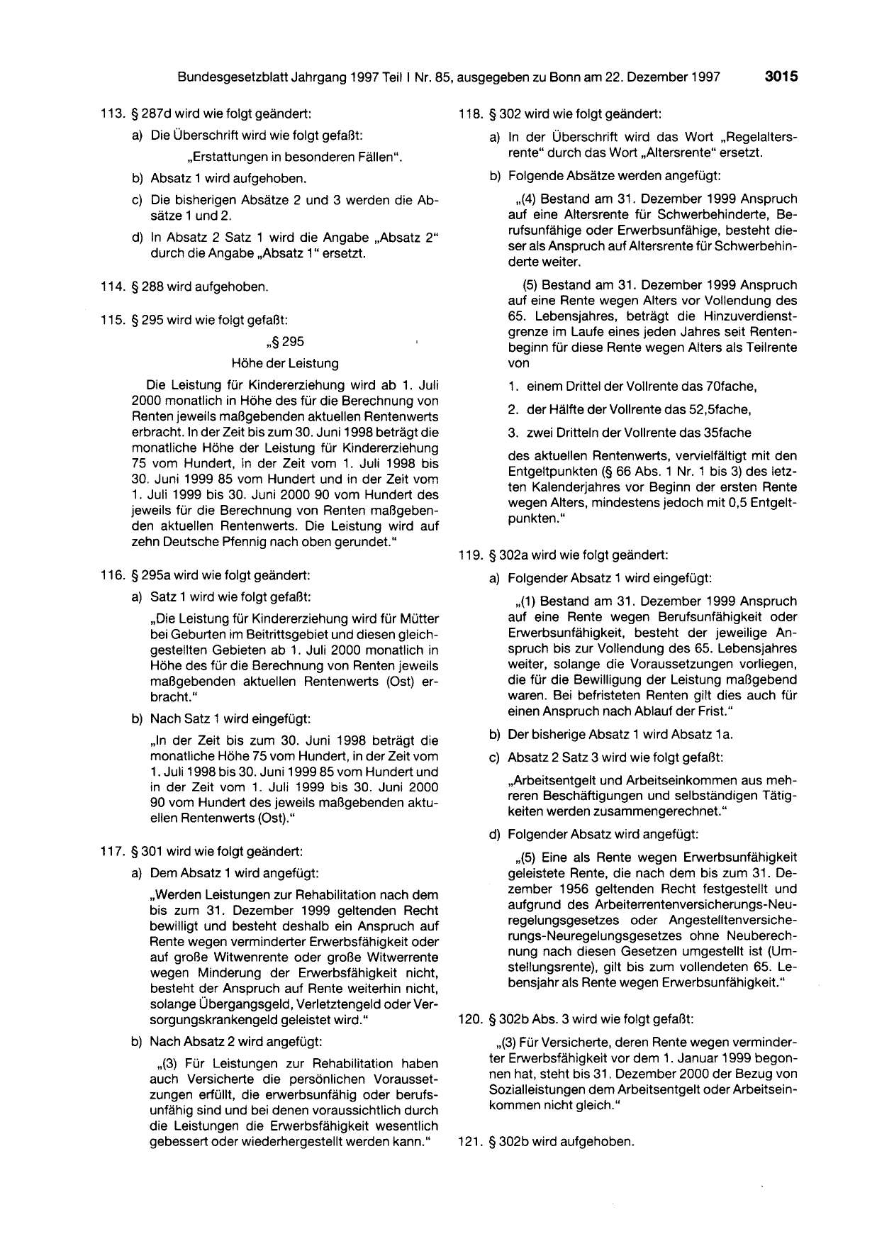 BGBl. 1997, Seite 3015 — Originalseite als Abbildung