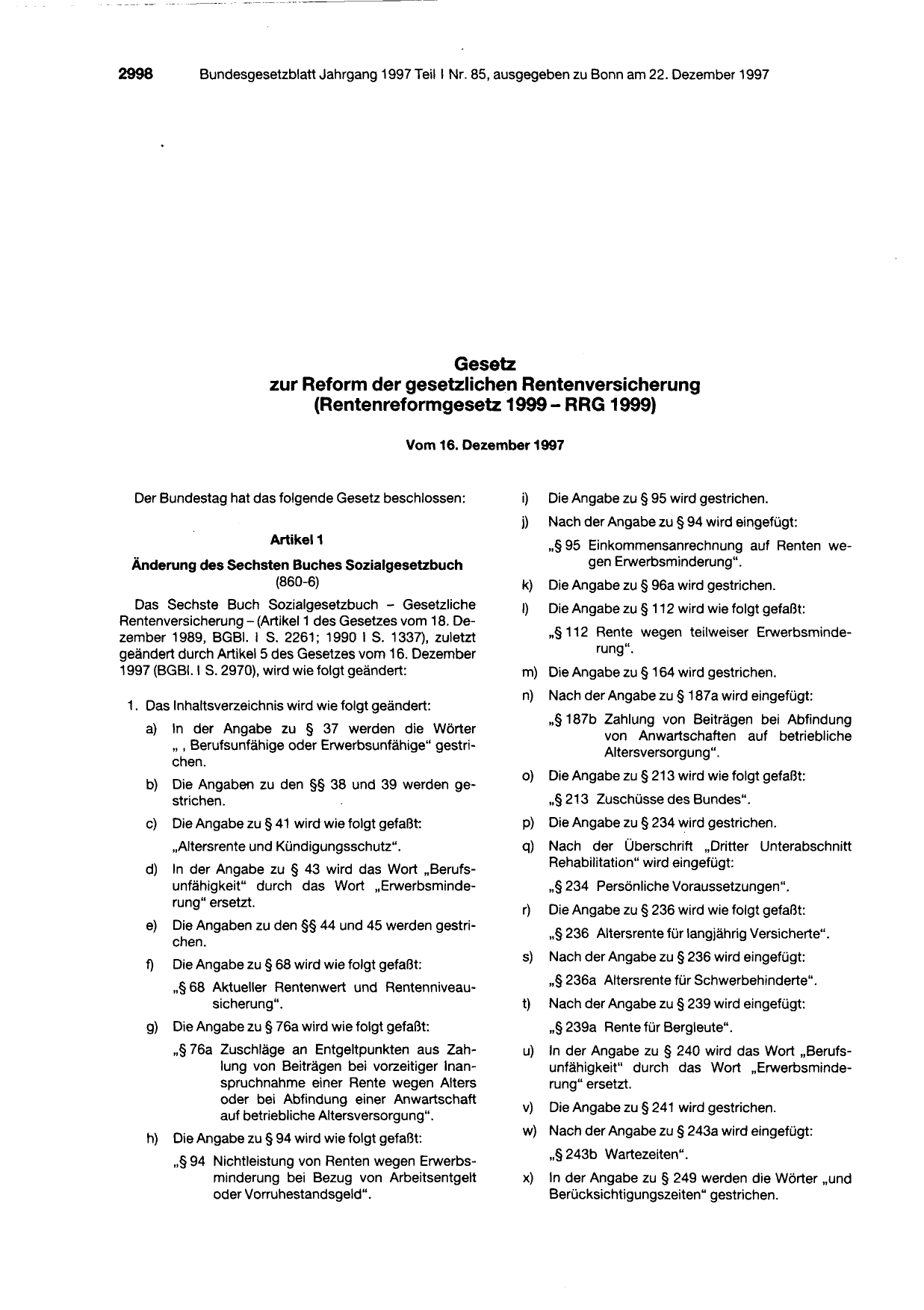 BGBl. 1997, Seite 2998 — Originalseite als Abbildung