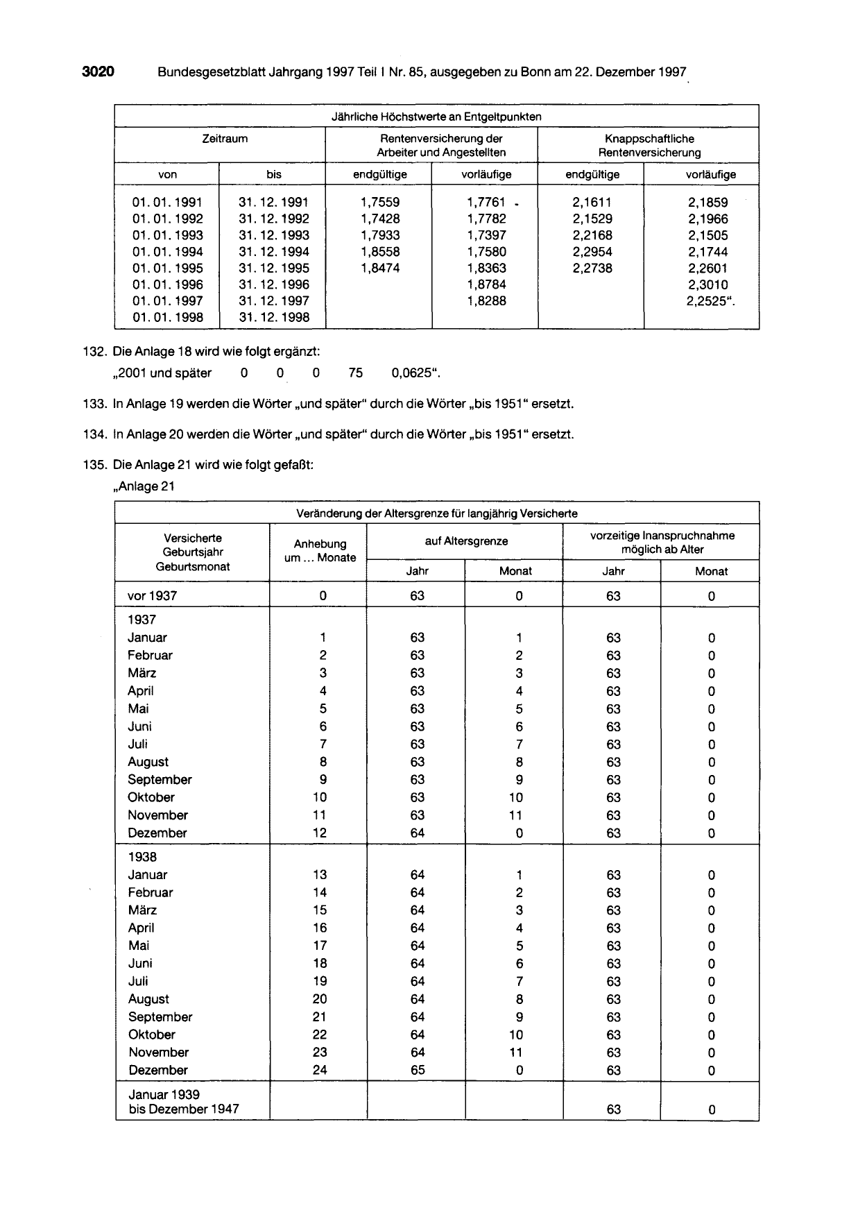 BGBl. 1997, Seite 3020 — Originalseite als Abbildung