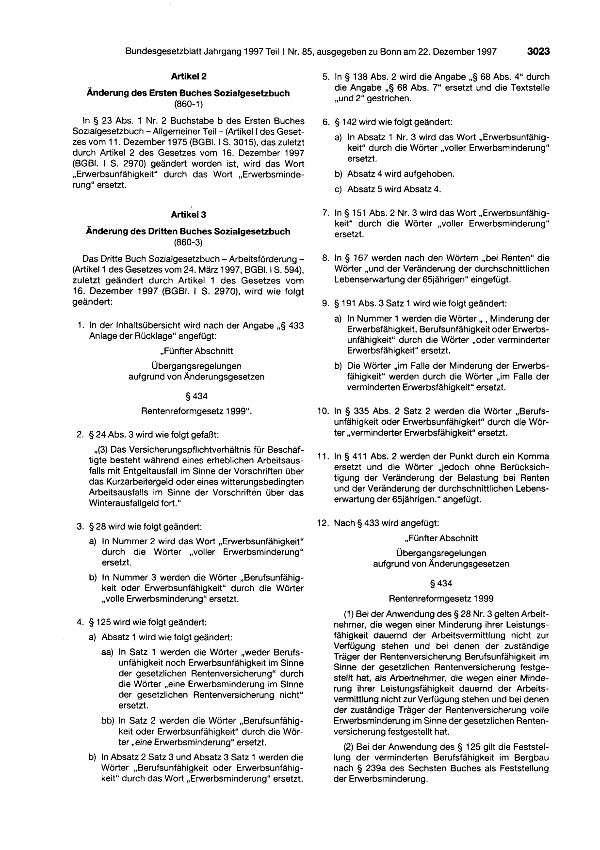 BGBl. 1997, Seite 3023 — Originalseite als Abbildung