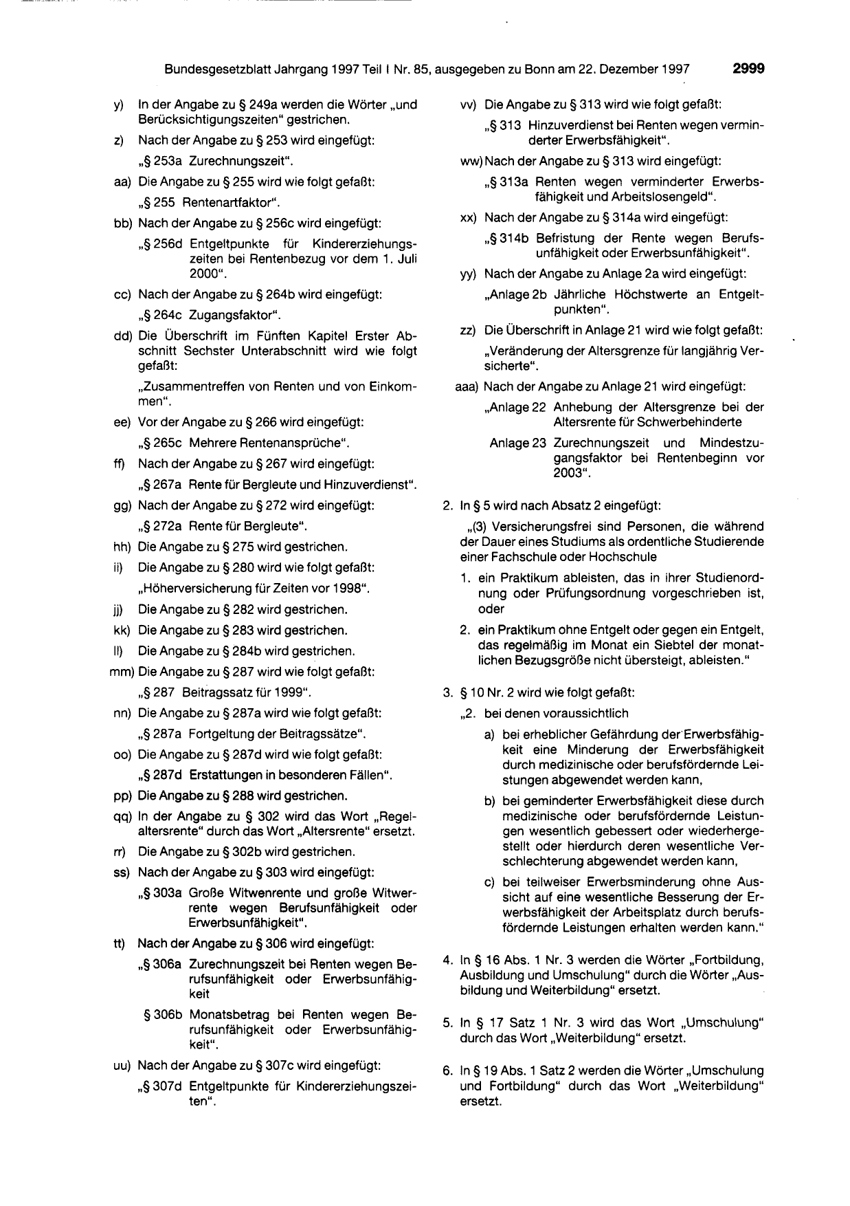 BGBl. 1997, Seite 2999 — Originalseite als Abbildung