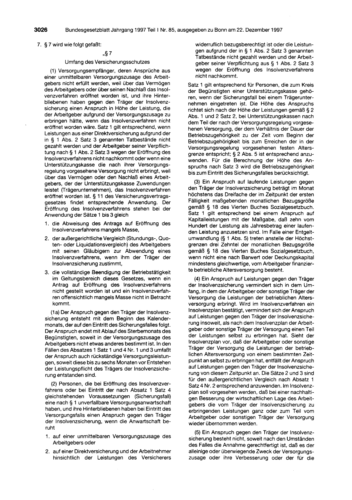 BGBl. 1997, Seite 3026 — Originalseite als Abbildung