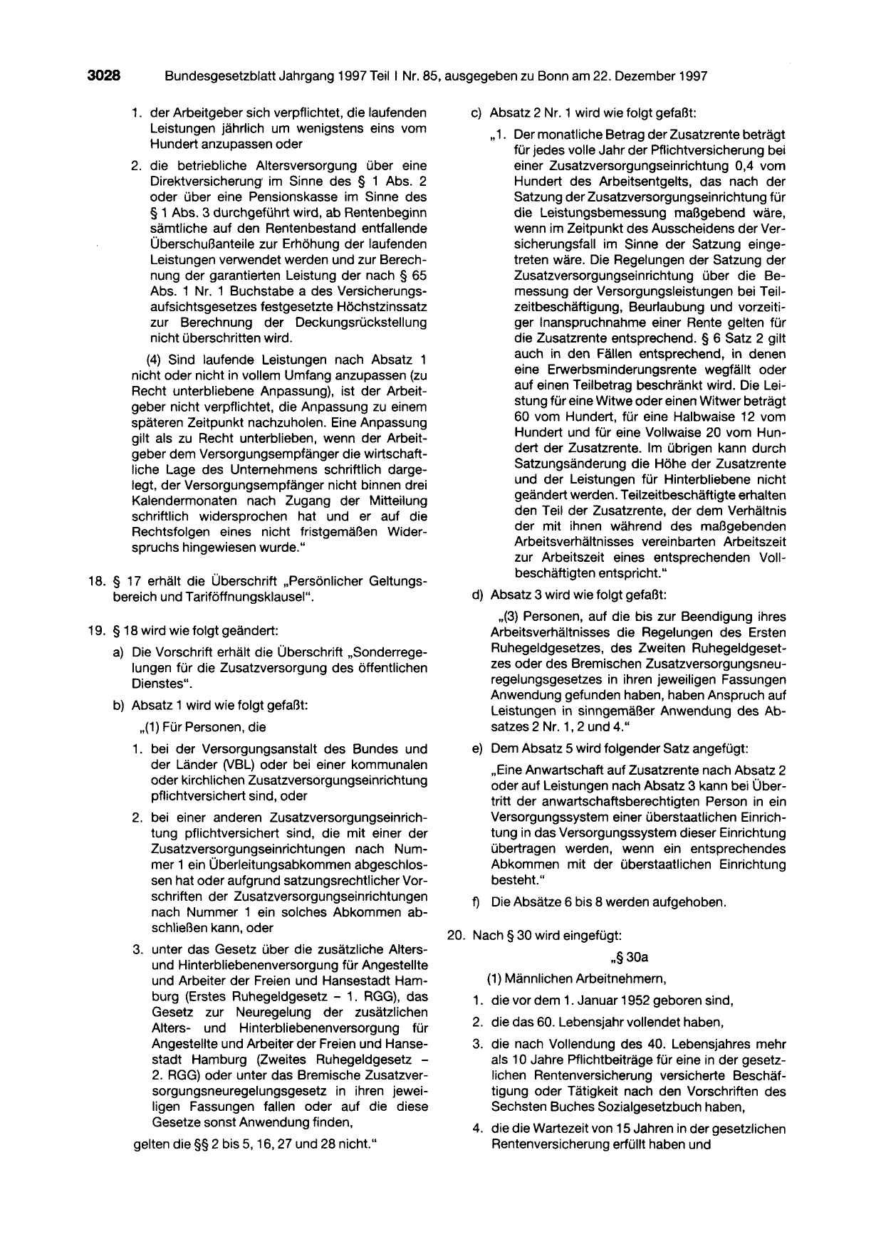 BGBl. 1997, Seite 3028 — Originalseite als Abbildung