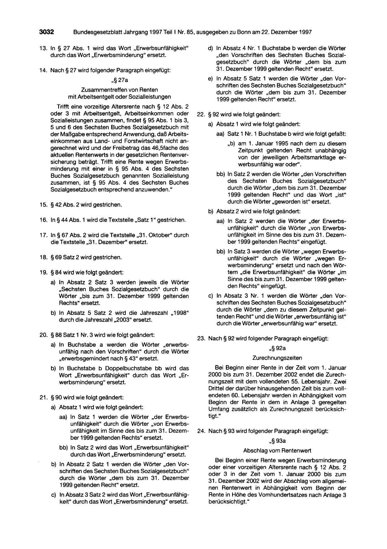 BGBl. 1997, Seite 3032 — Originalseite als Abbildung