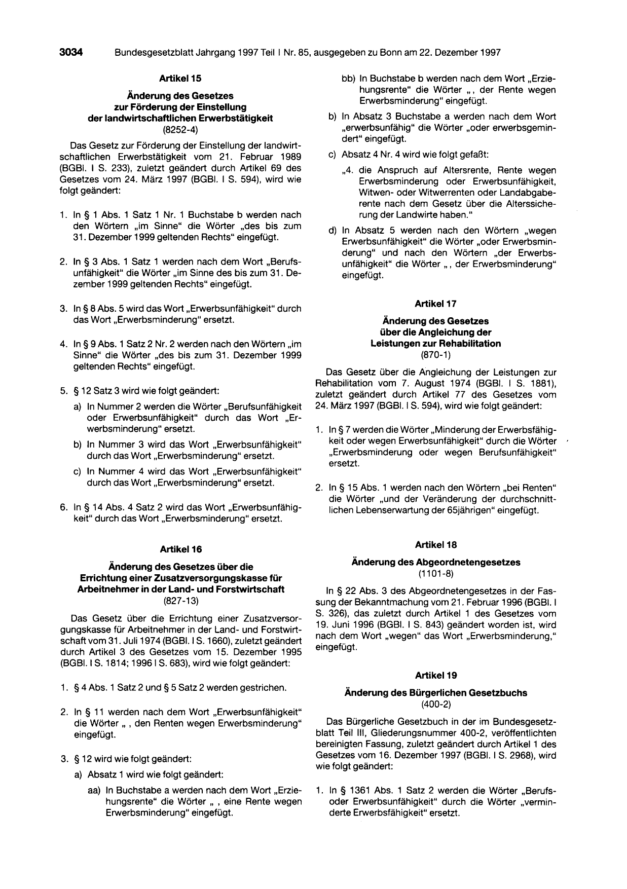 BGBl. 1997, Seite 3034 — Originalseite als Abbildung