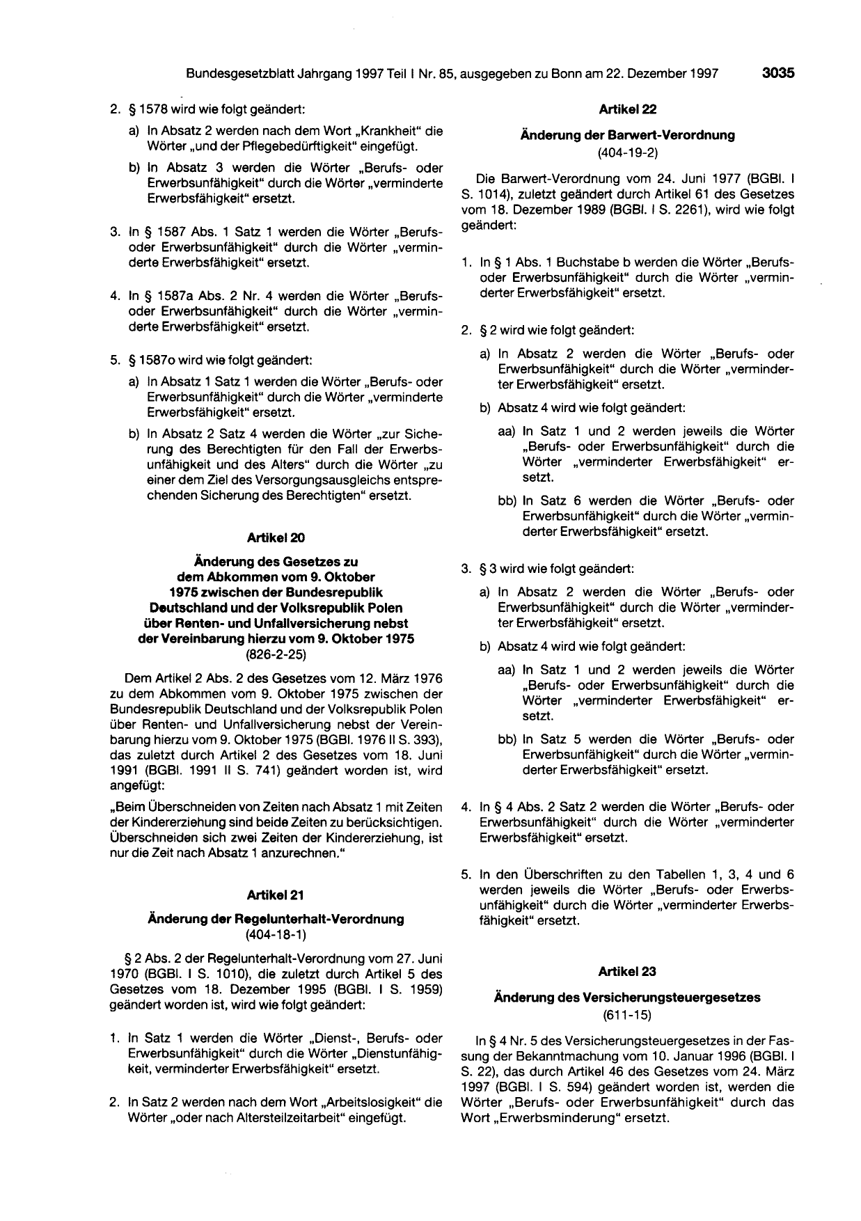 BGBl. 1997, Seite 3035 — Originalseite als Abbildung