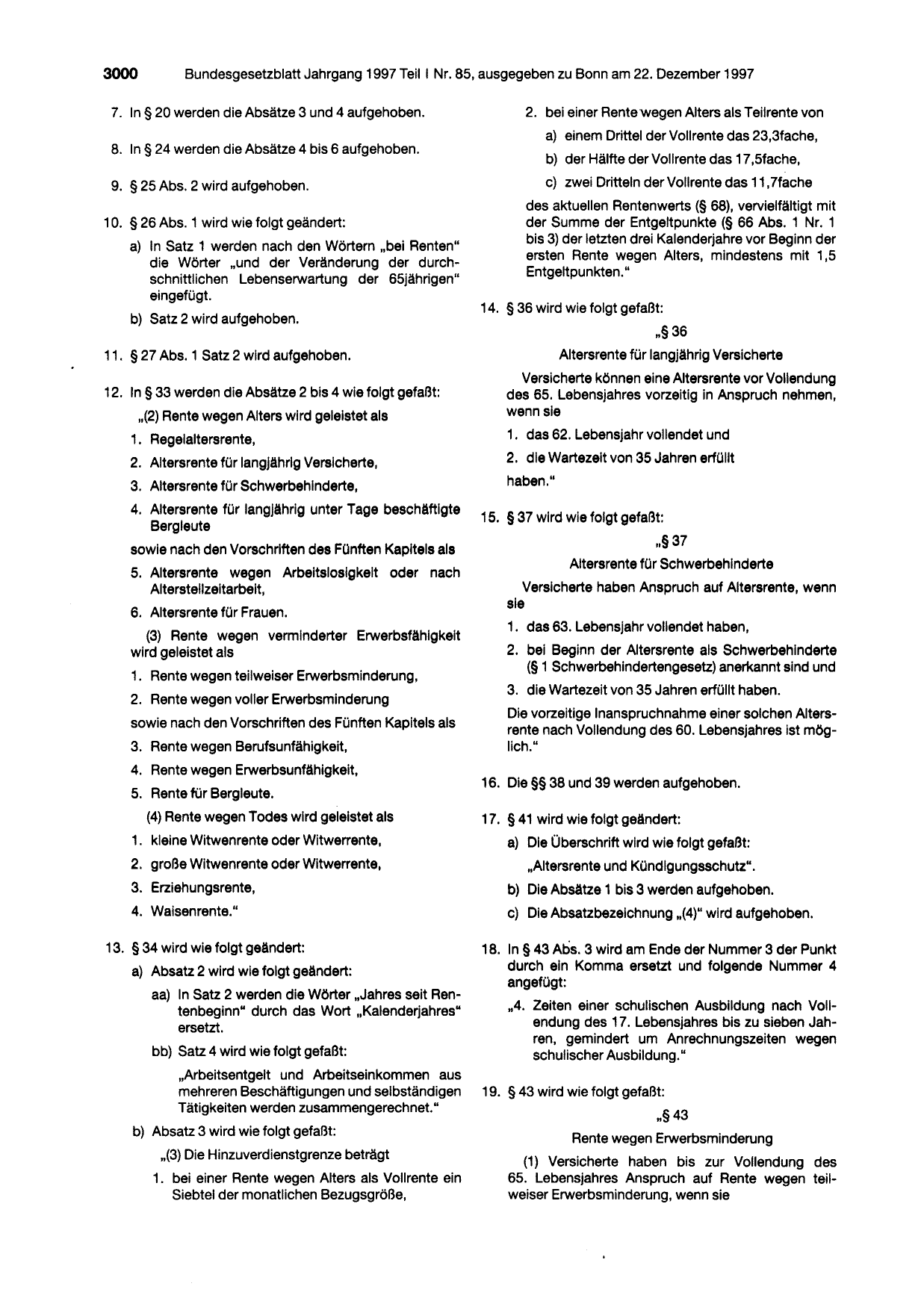 BGBl. 1997, Seite 3000 — Originalseite als Abbildung