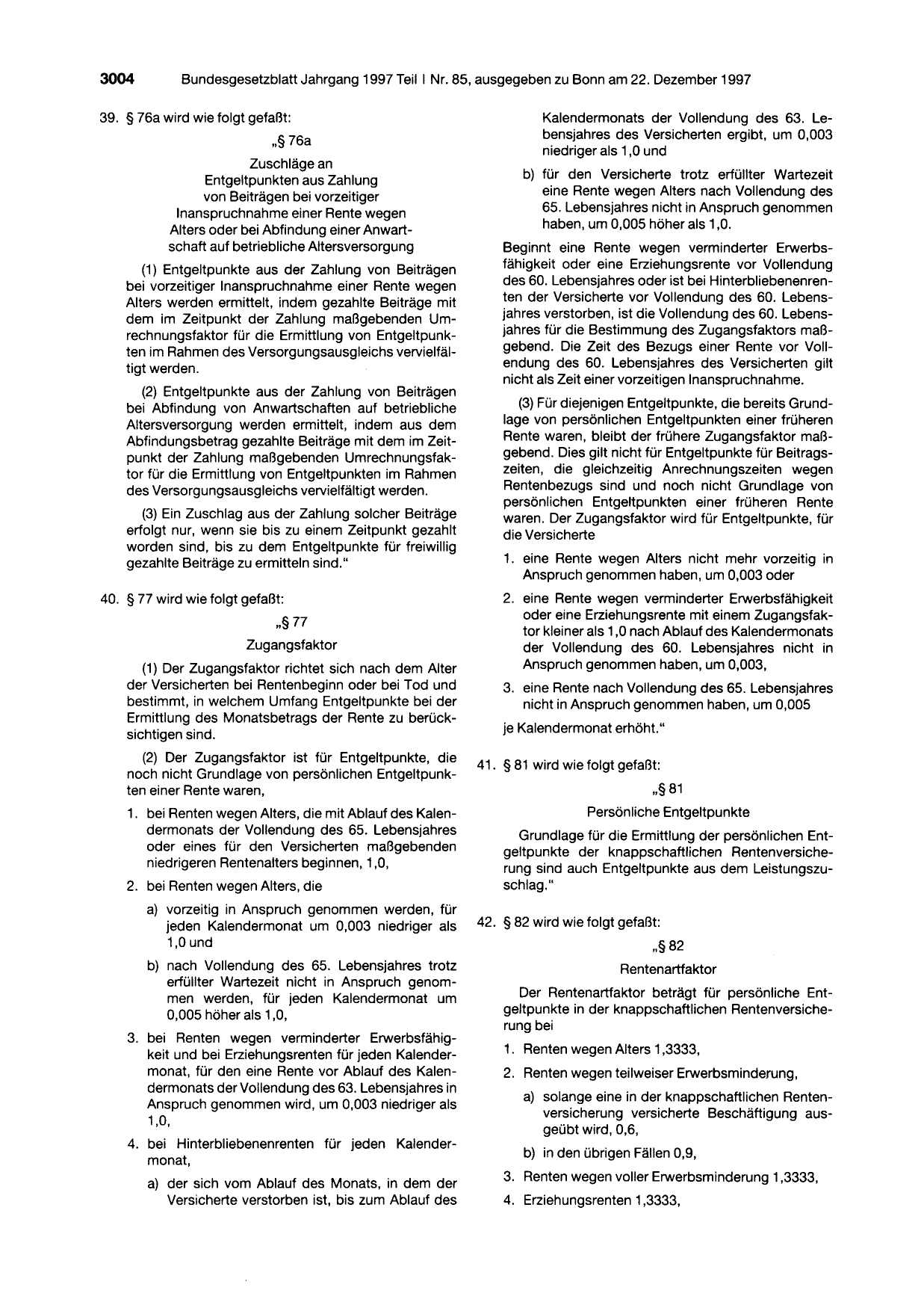 BGBl. 1997, Seite 3004 — Originalseite als Abbildung