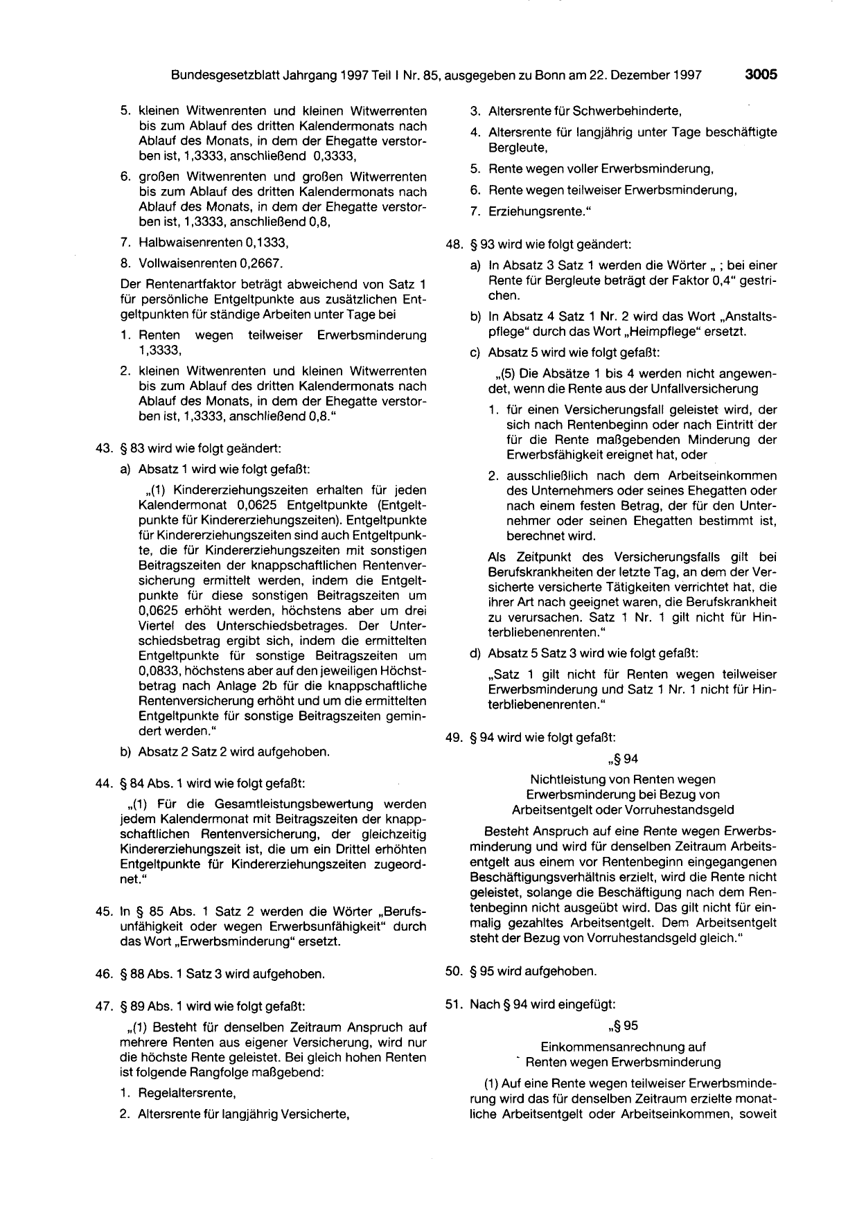 BGBl. 1997, Seite 3005 — Originalseite als Abbildung