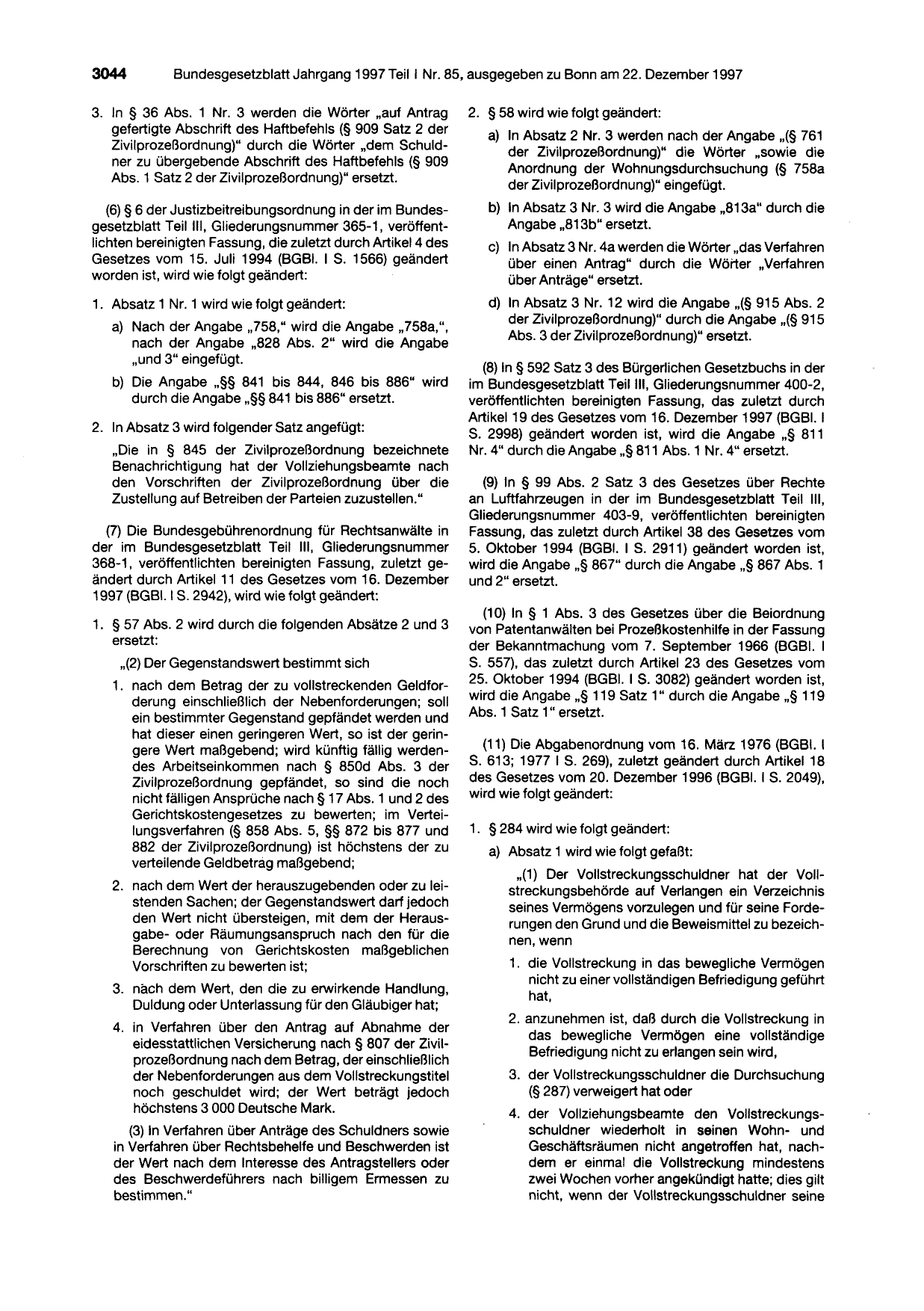 BGBl. 1997, Seite 3044 — Originalseite als Abbildung