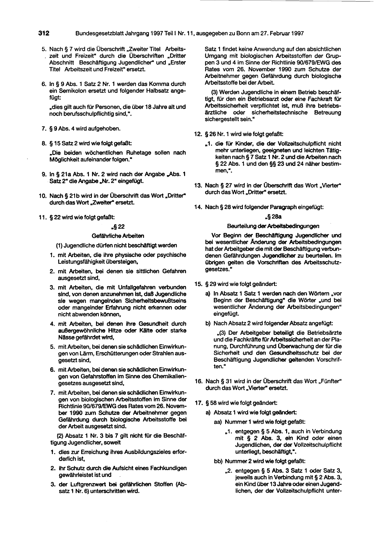 BGBl. 1997, Seite 312 — Originalseite als Abbildung