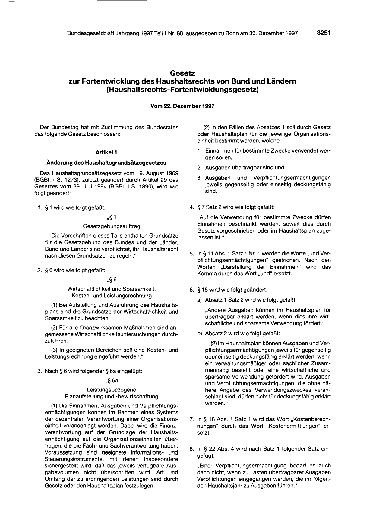BGBl. 1997, Seite 3251 — Originalseite als Abbildung