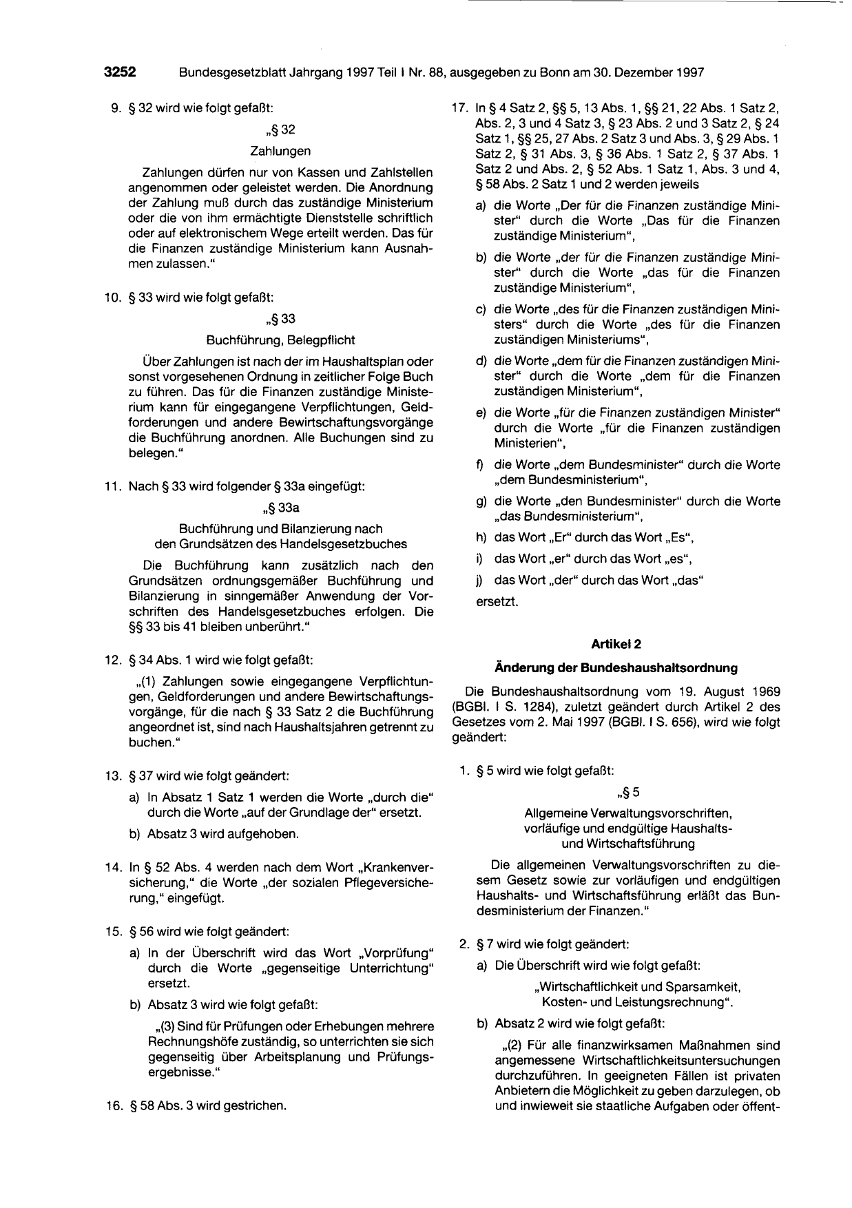 BGBl. 1997, Seite 3252 — Originalseite als Abbildung
