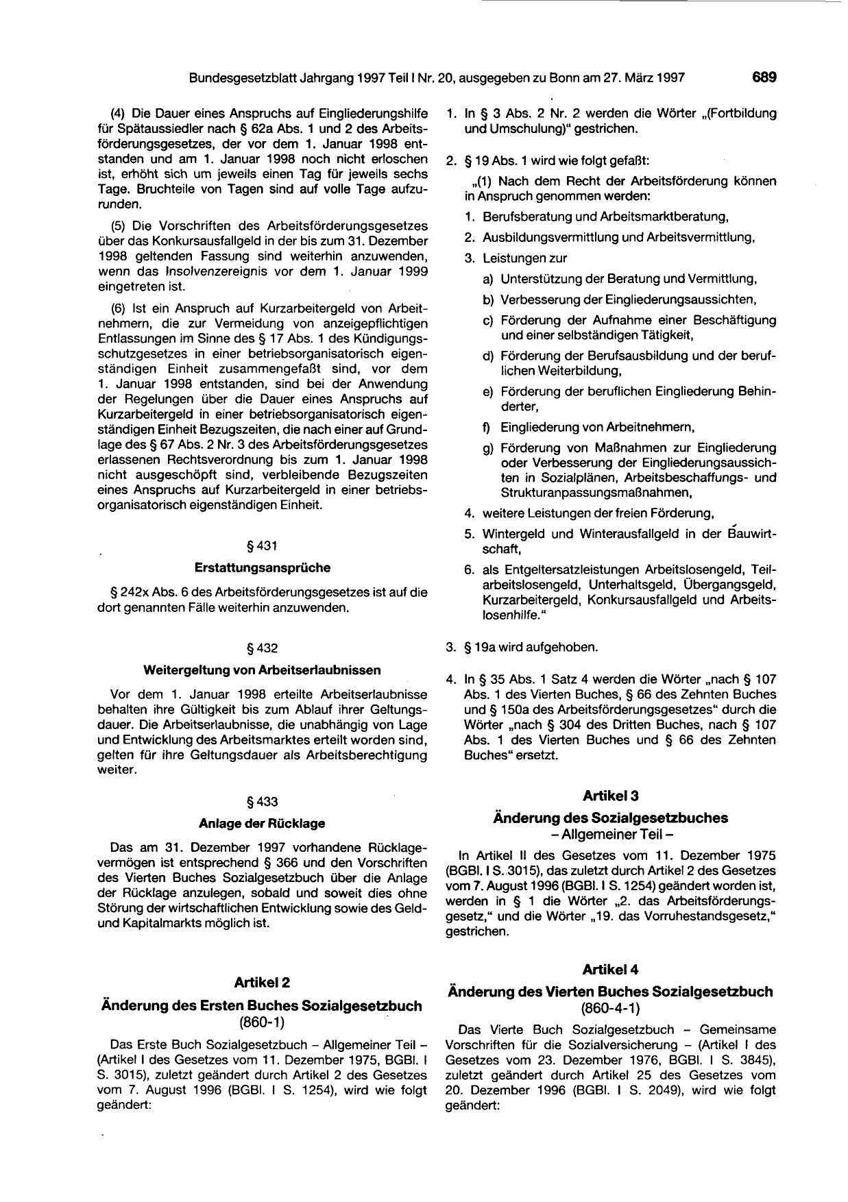 BGBl. 1997, Seite 689 — Originalseite als Abbildung
