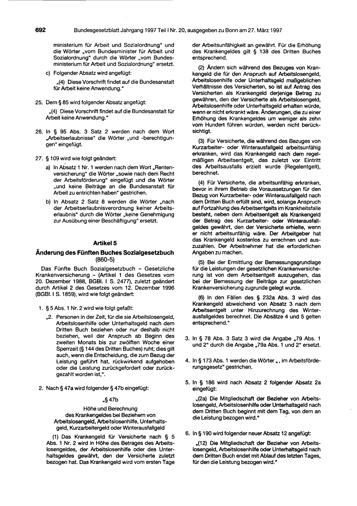 BGBl. 1997, Seite 692 — Originalseite als Abbildung
