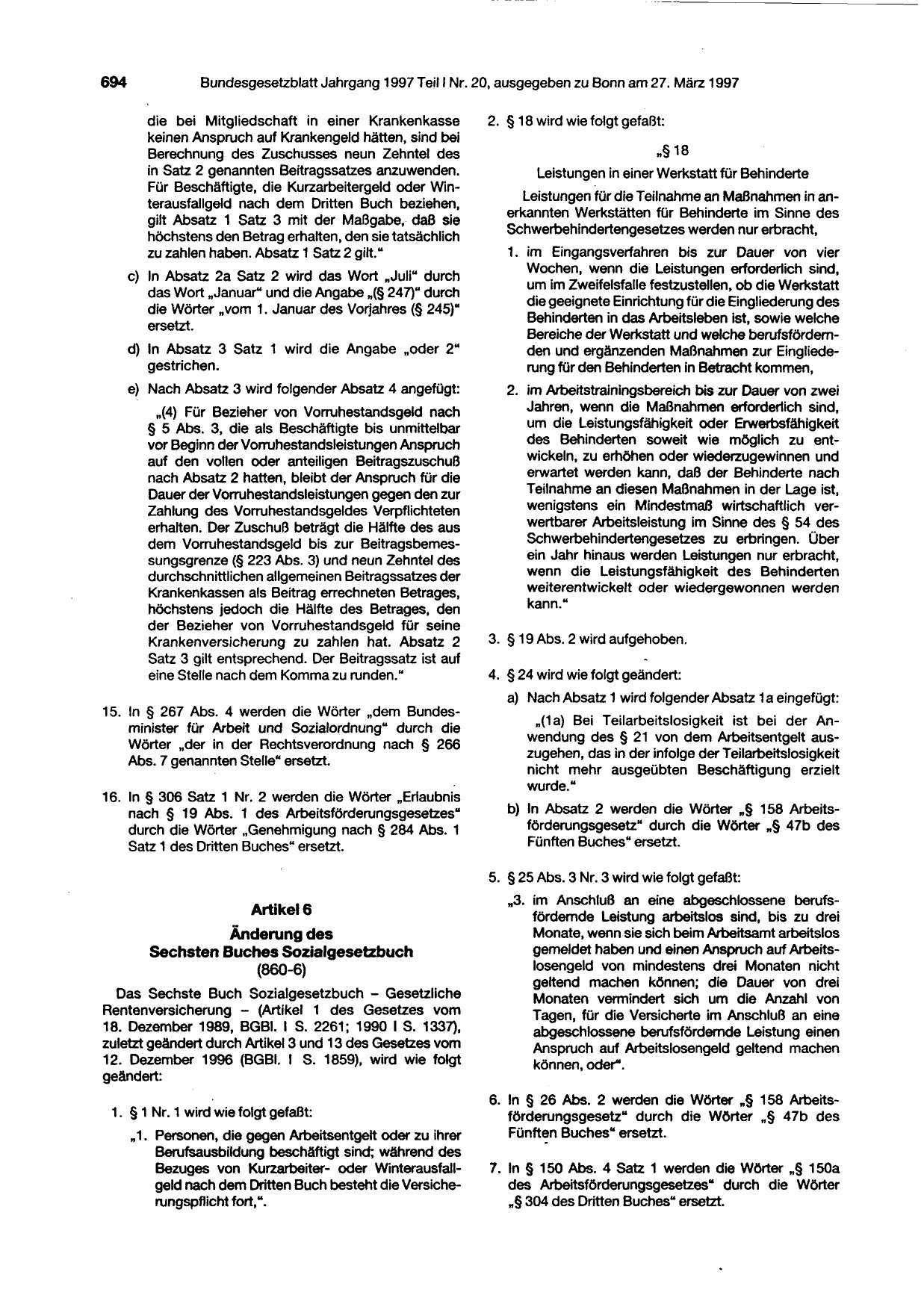 BGBl. 1997, Seite 694 — Originalseite als Abbildung