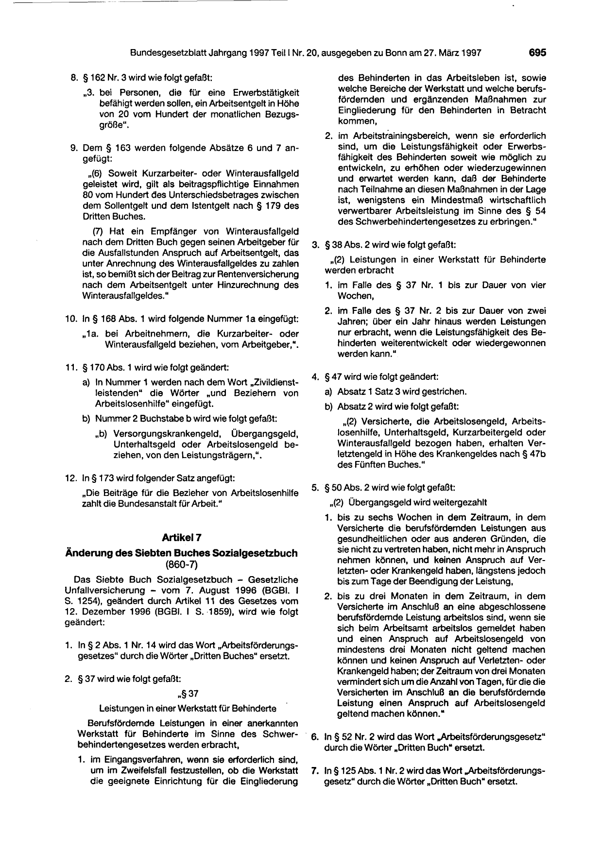 BGBl. 1997, Seite 695 — Originalseite als Abbildung