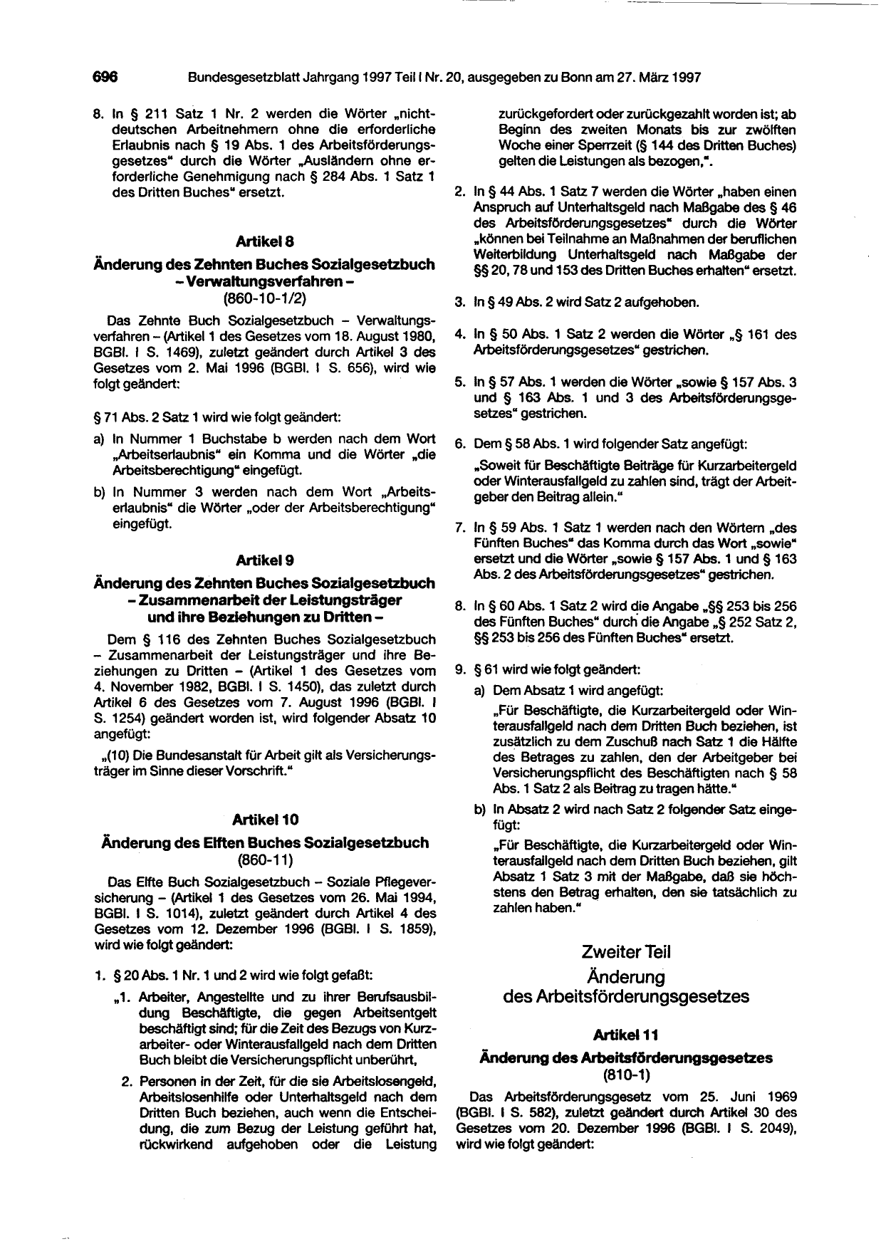 BGBl. 1997, Seite 696 — Originalseite als Abbildung