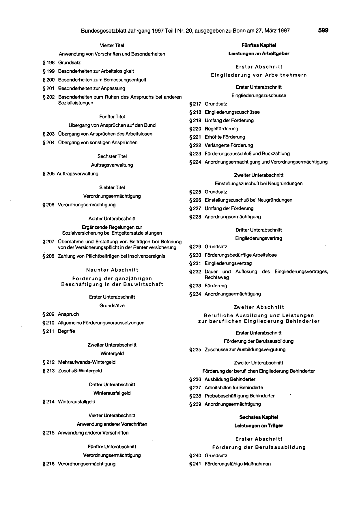 BGBl. 1997, Seite 599 — Originalseite als Abbildung
