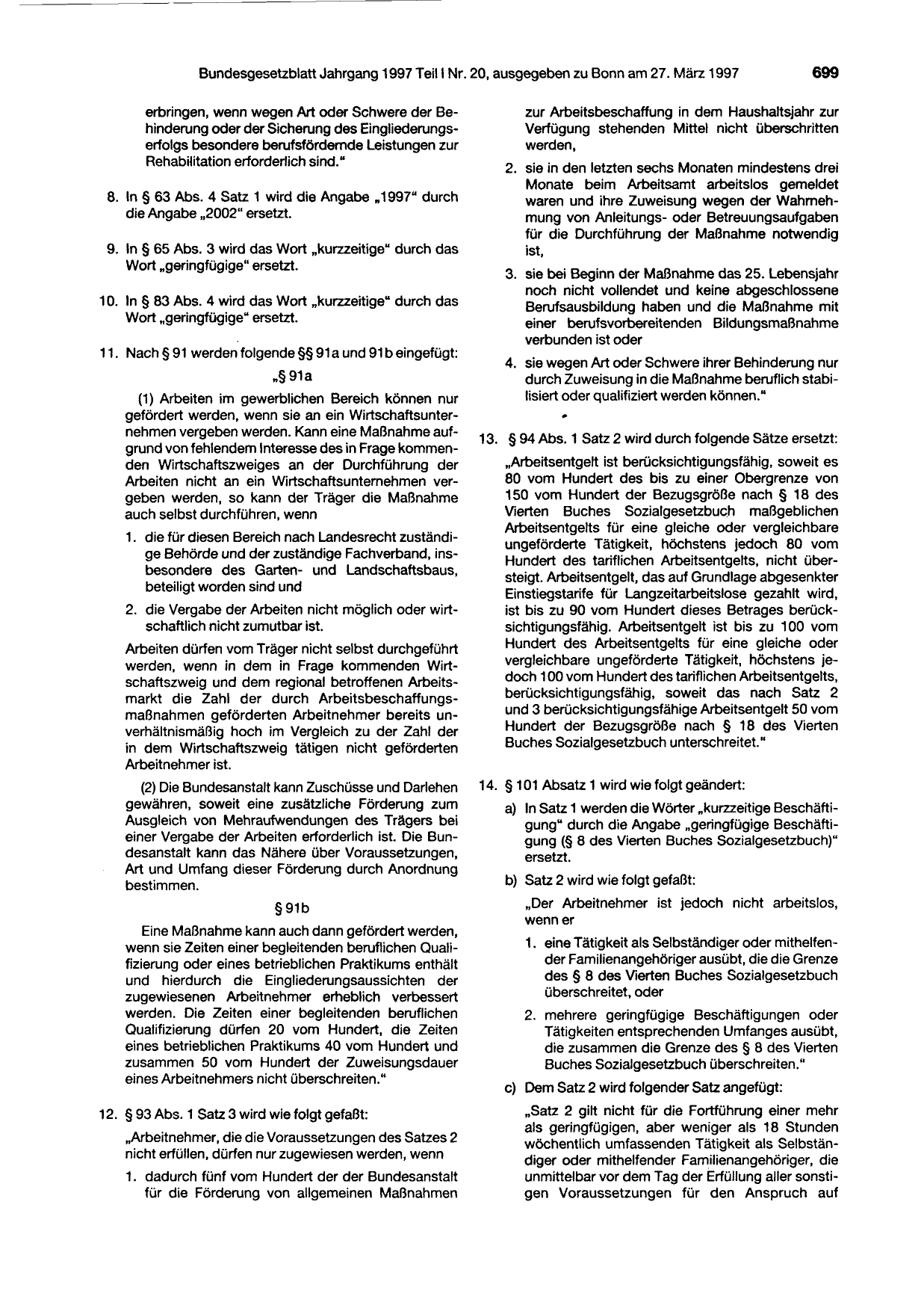 BGBl. 1997, Seite 699 — Originalseite als Abbildung