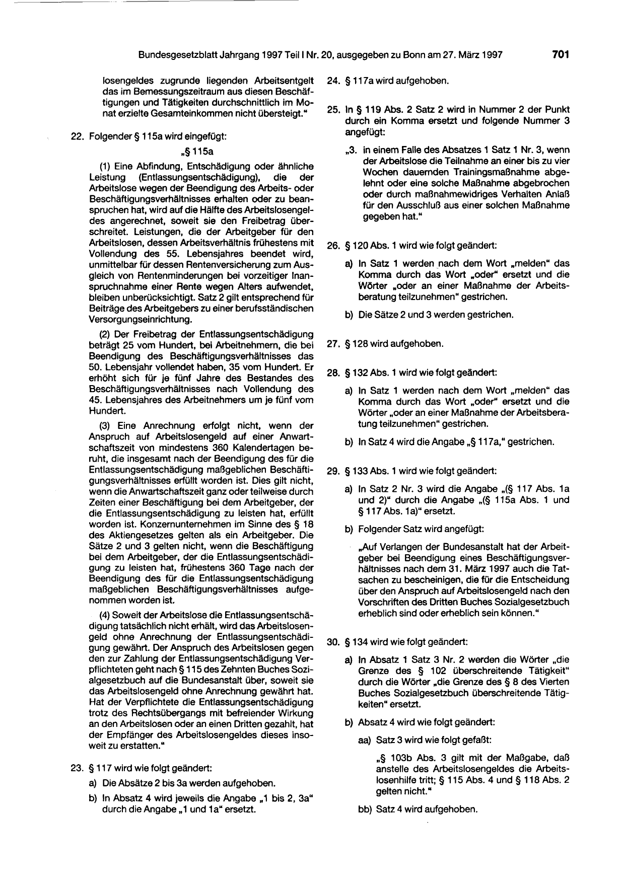 BGBl. 1997, Seite 701 — Originalseite als Abbildung