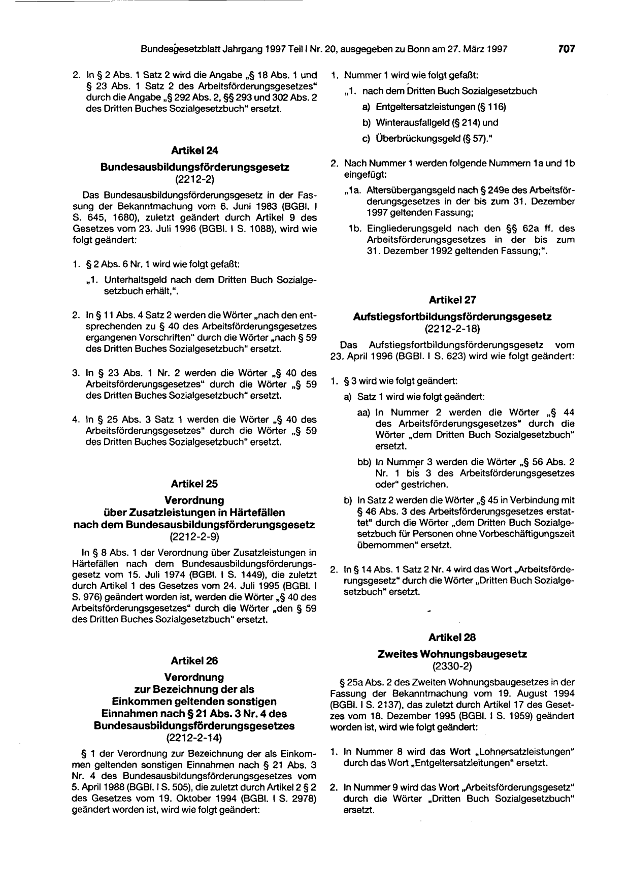 BGBl. 1997, Seite 707 — Originalseite als Abbildung