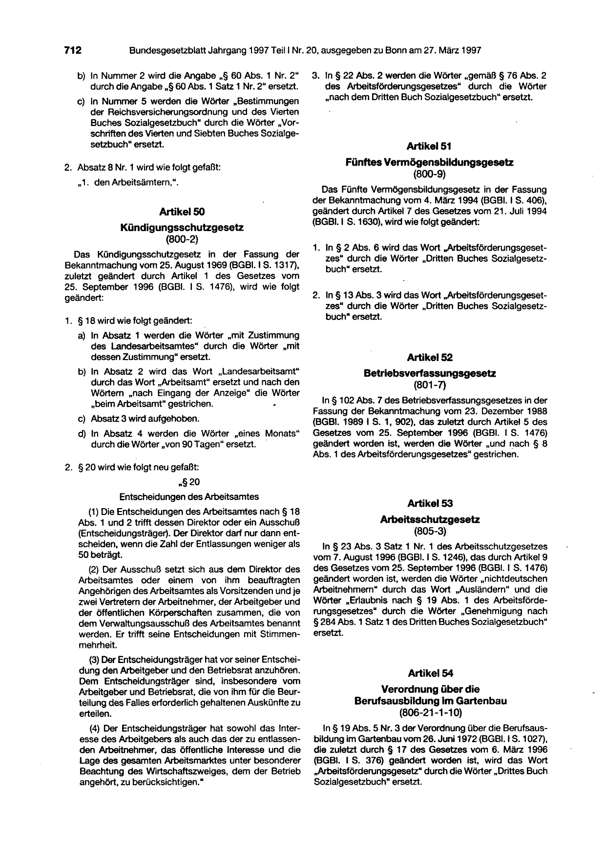 BGBl. 1997, Seite 712 — Originalseite als Abbildung