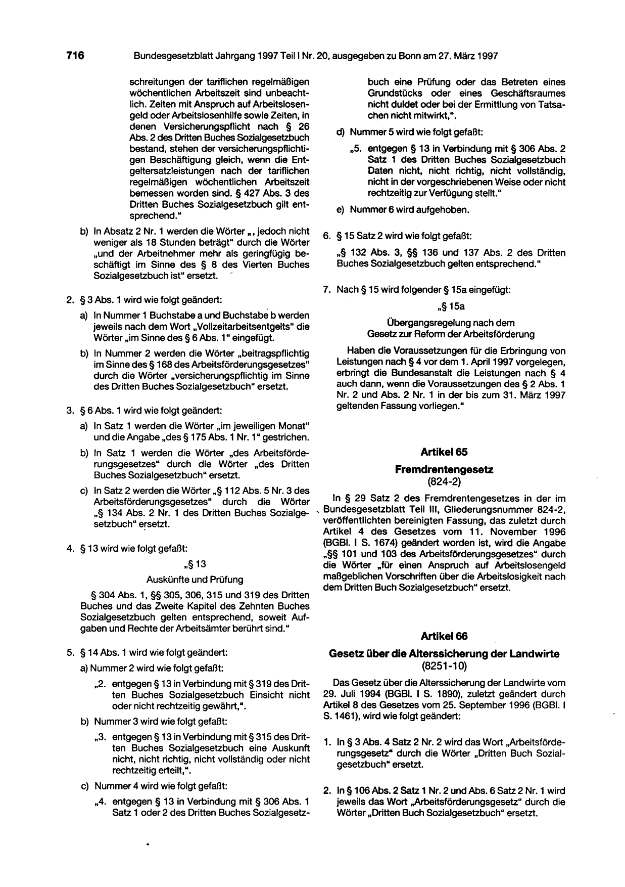 BGBl. 1997, Seite 716 — Originalseite als Abbildung