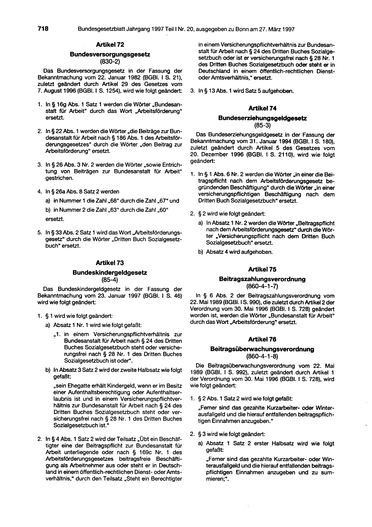 BGBl. 1997, Seite 718 — Originalseite als Abbildung