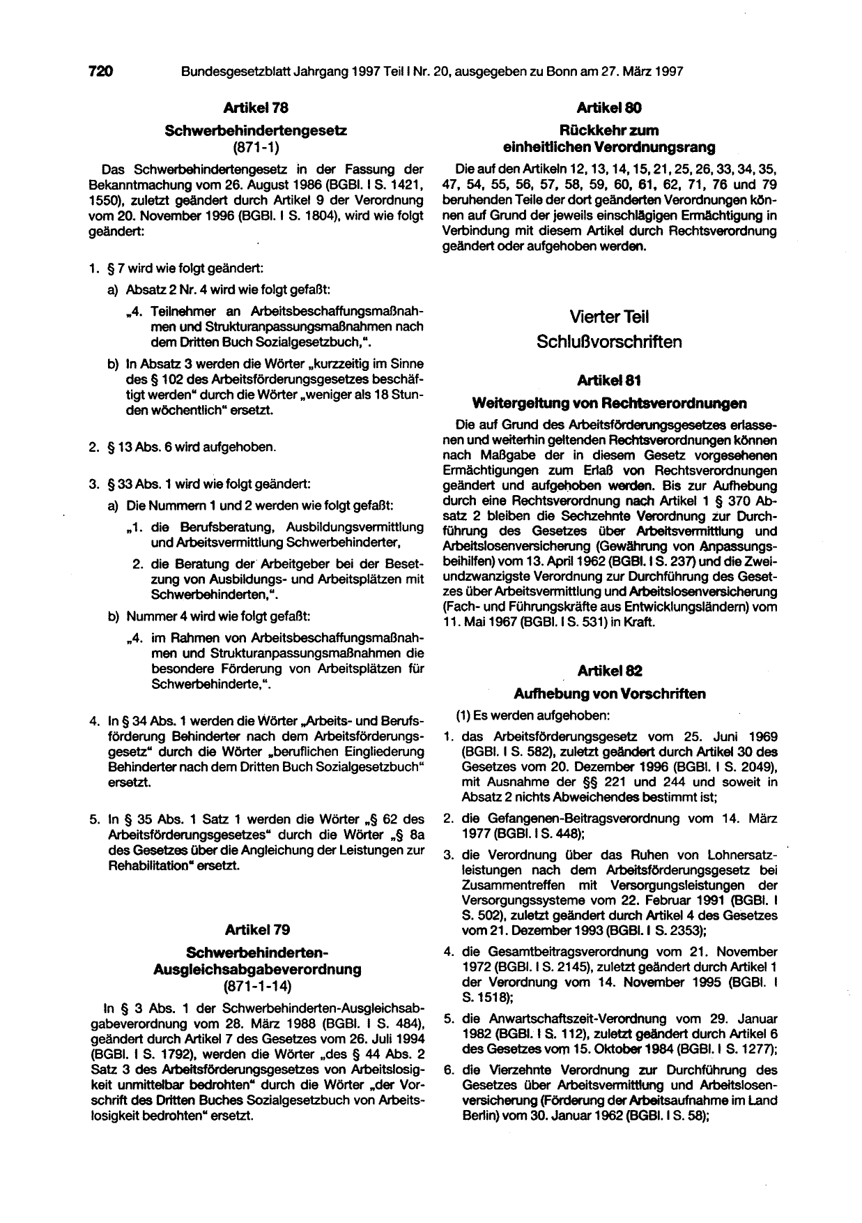 BGBl. 1997, Seite 720 — Originalseite als Abbildung